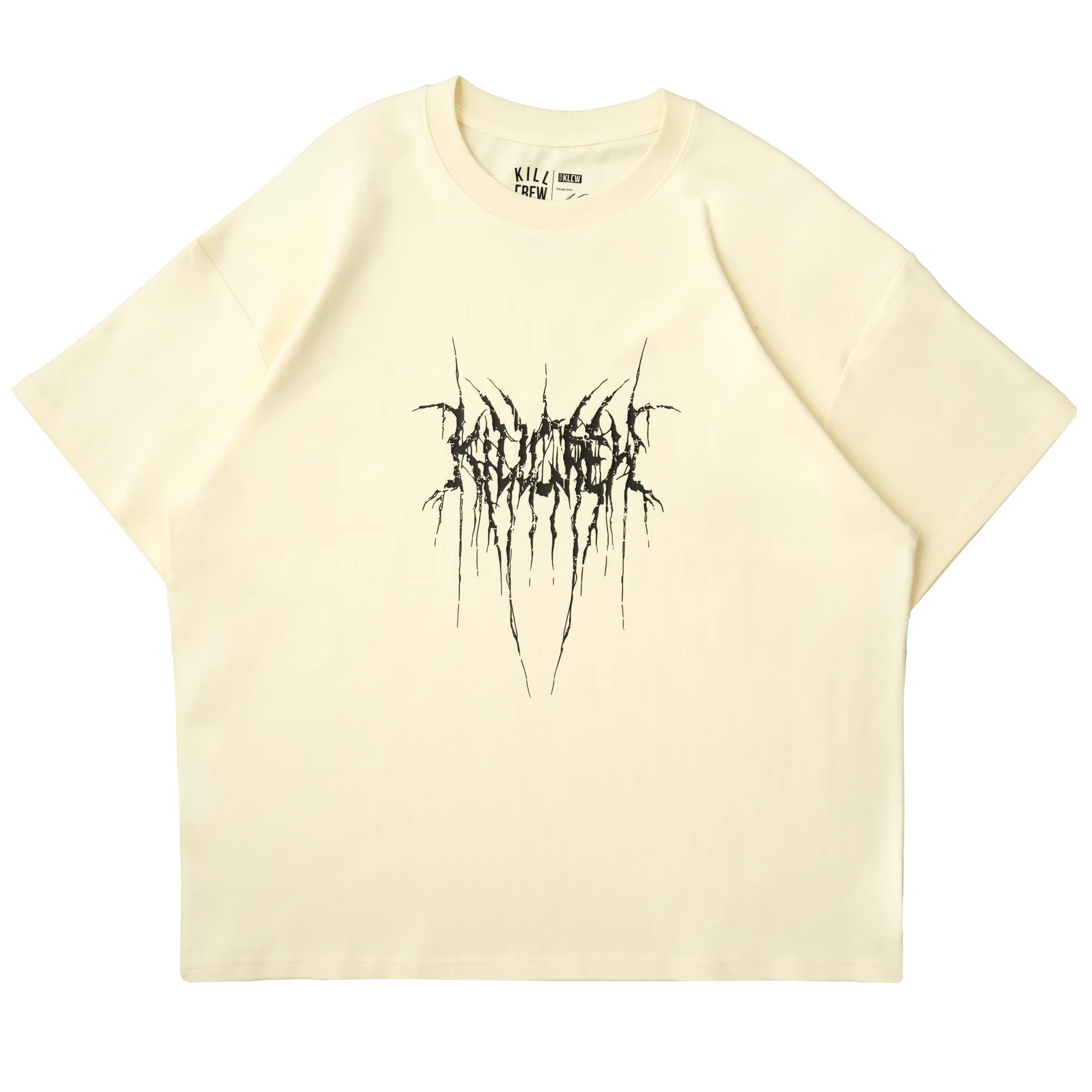 RELAXED FIT NATURAL COTTON "SWEAT & BLEED" T-SHIRT - CREAM - Image 7