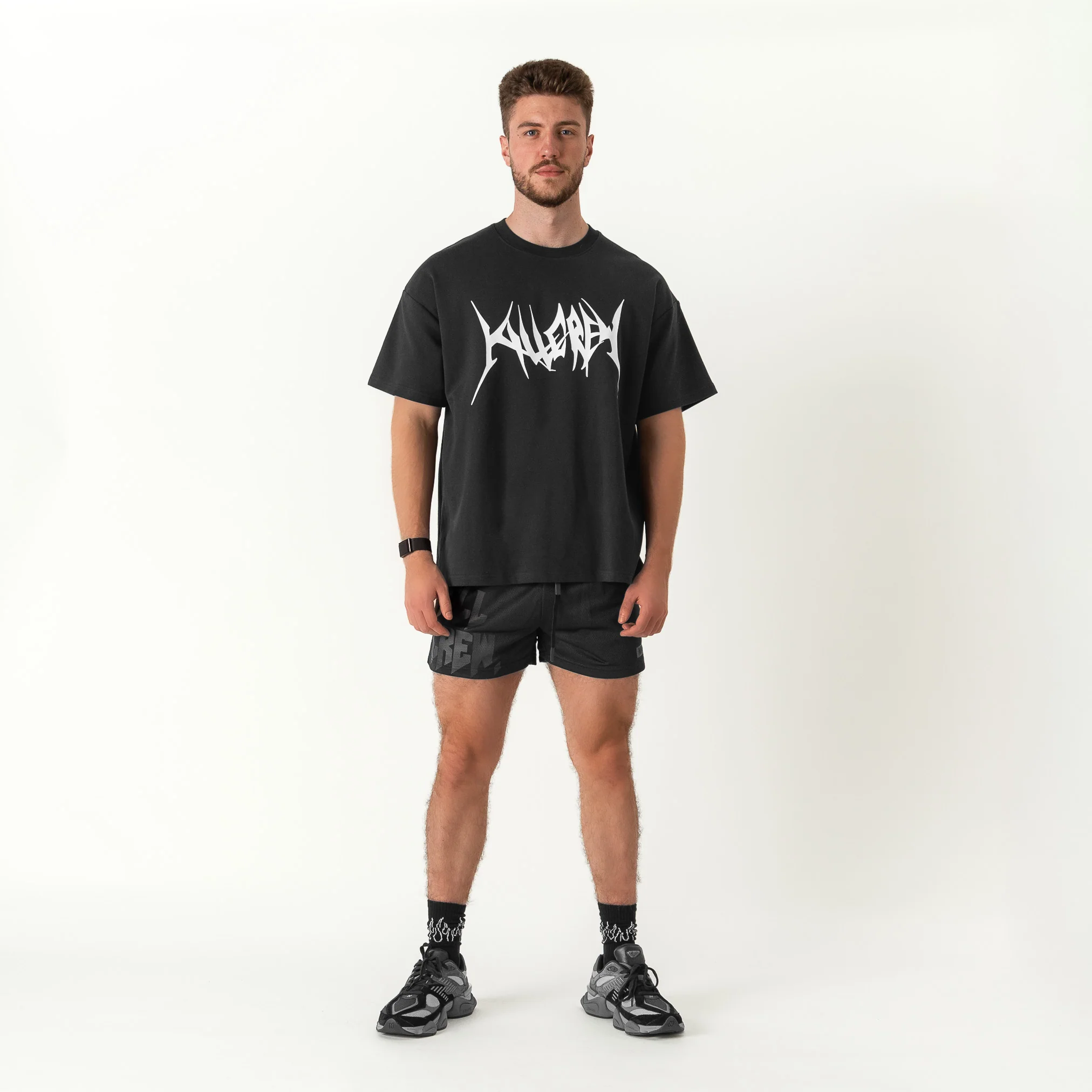 RELAXED FIT NATURAL COTTON "BUILT TO DESTROY" T-SHIRT - BLACK / WHITE - Image 4