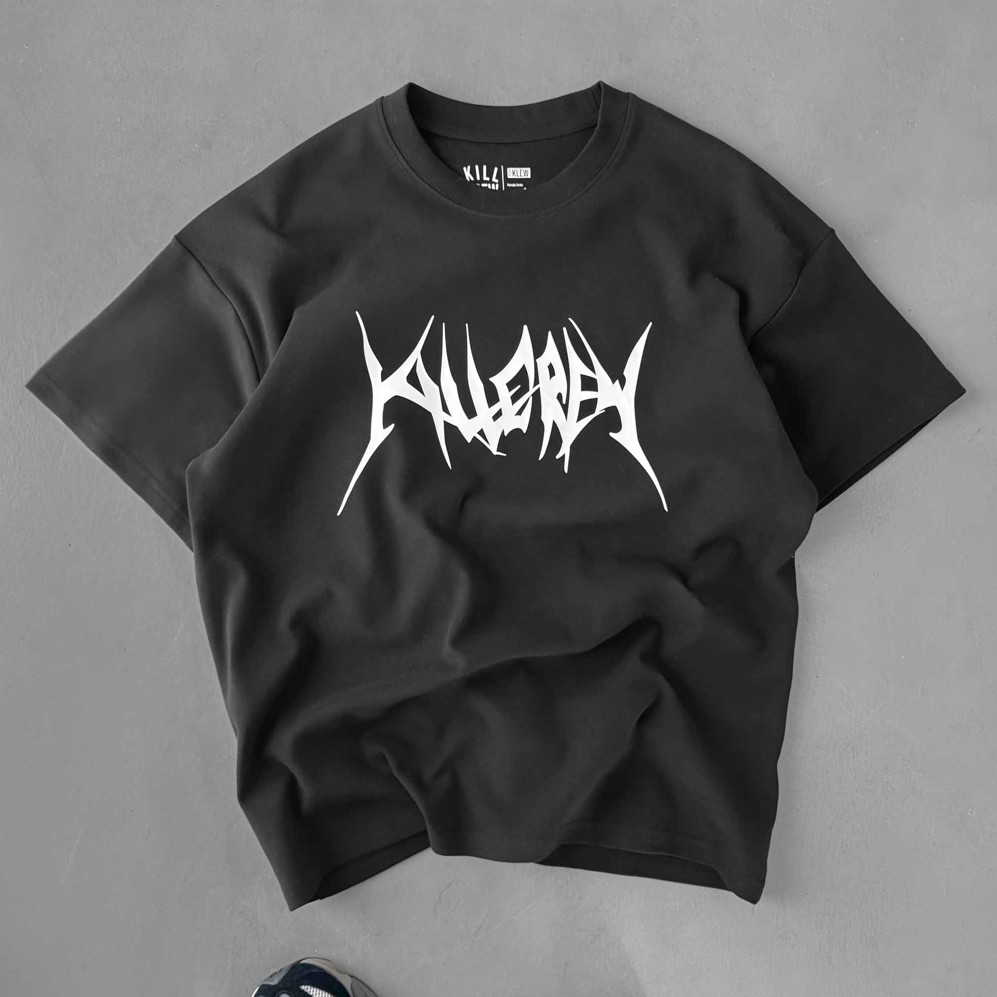 RELAXED FIT NATURAL COTTON "BUILT TO DESTROY" T-SHIRT - BLACK / WHITE - Image 6