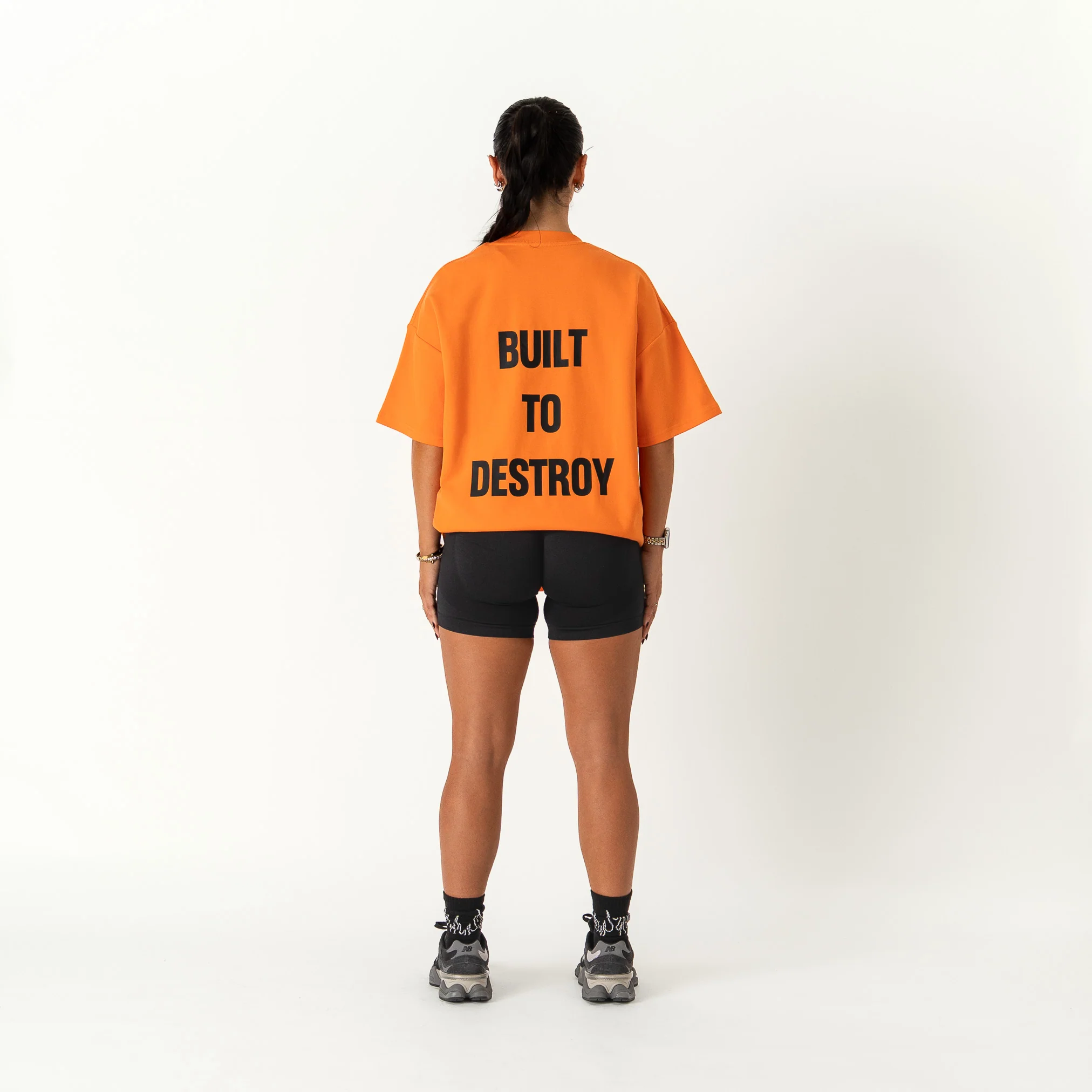 RELAXED FIT NATURAL COTTON "BUILT TO DESTROY" T-SHIRT - ORANGE - Image 3