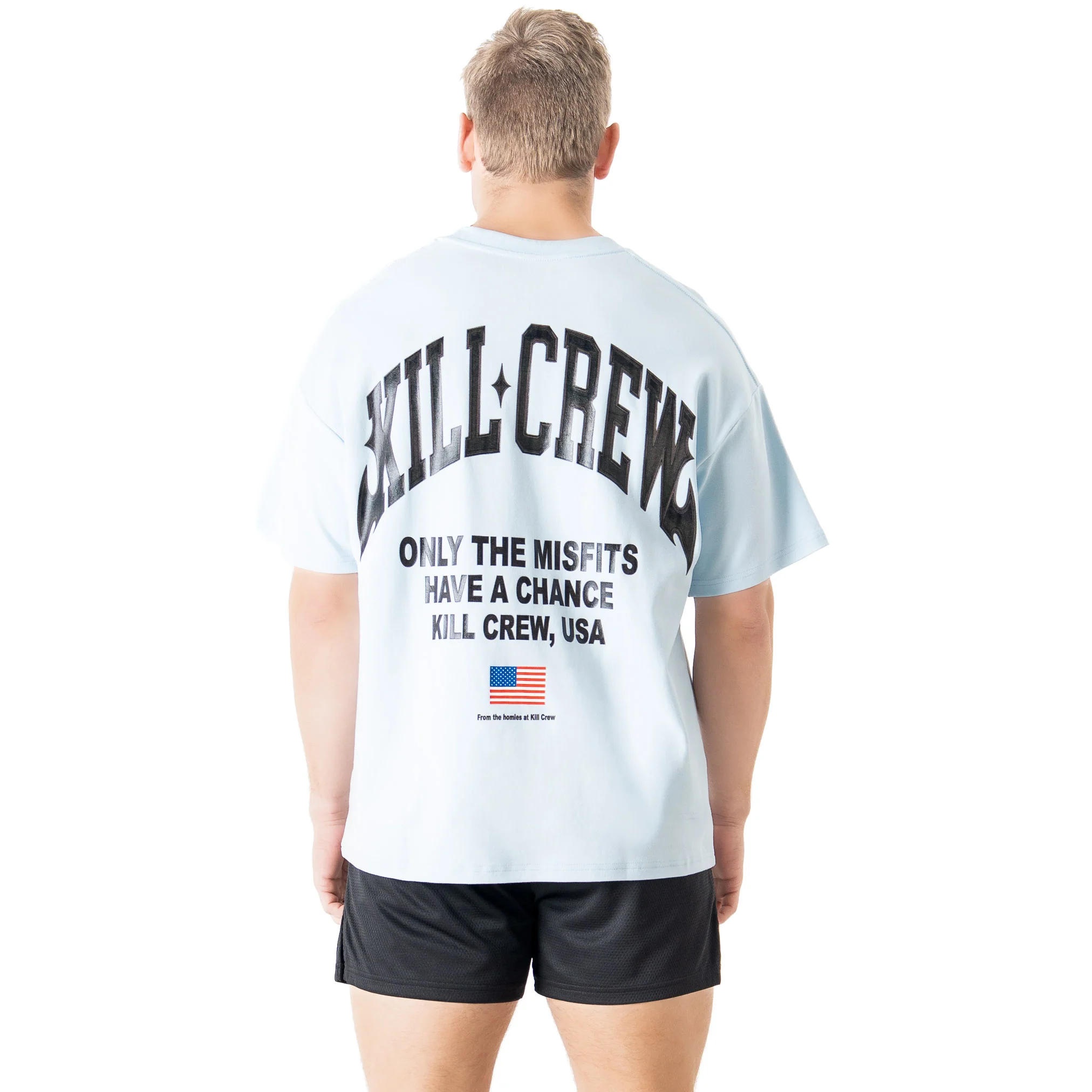 RELAXED FIT NATURAL COTTON CHROME T-SHIRT - BLUE - Image 3