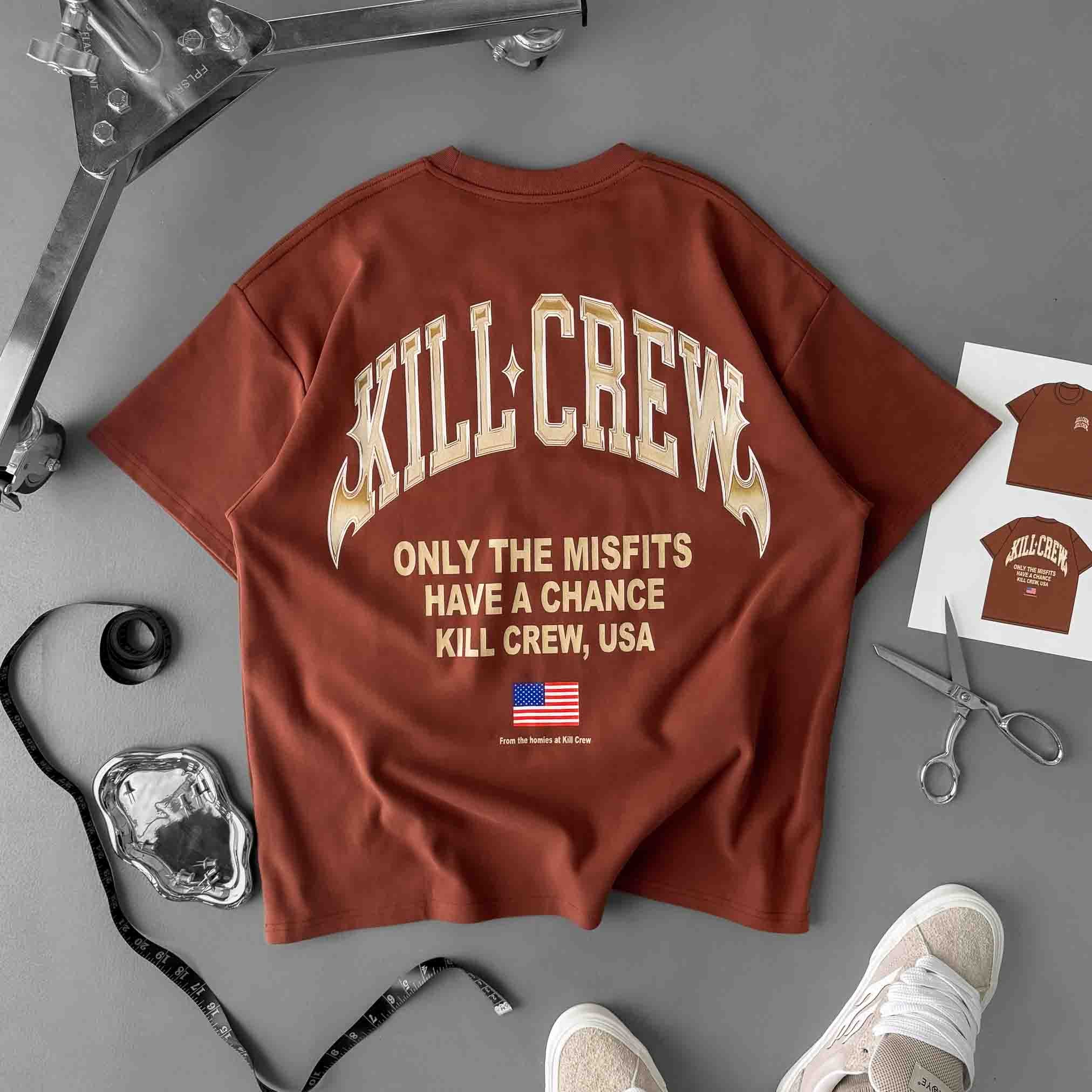 RELAXED FIT NATURAL COTTON CHROME T-SHIRT - BROWN - Image 5