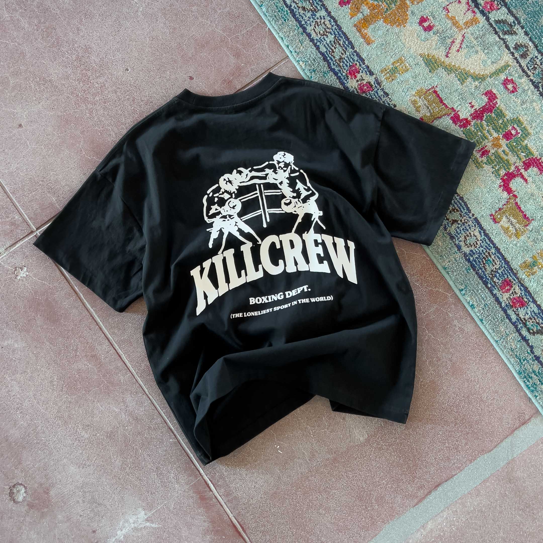 RELAXED FIT NATURAL COTTON BOXING DEPARTMENT T-SHIRT - BLACK / WHITE - Image 3