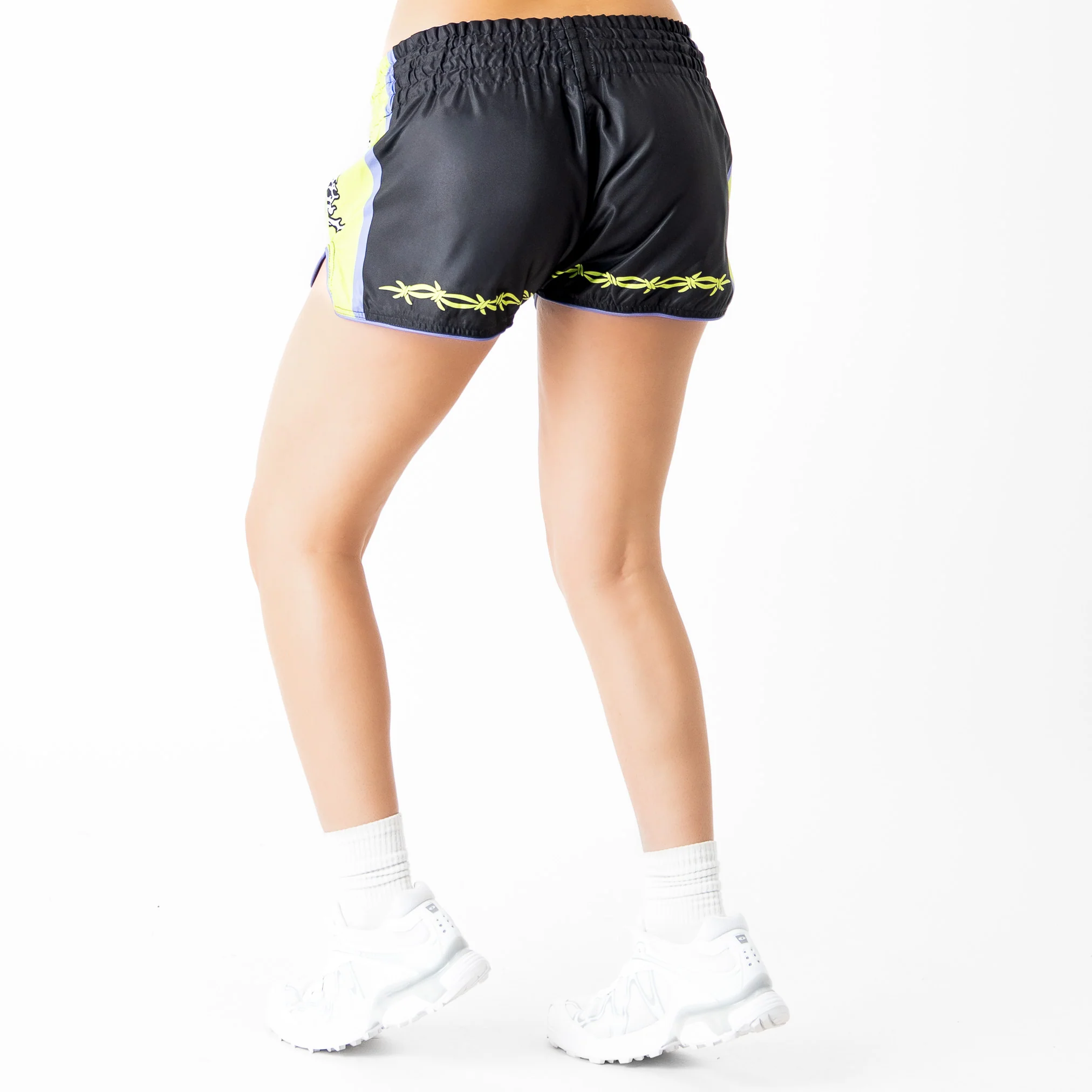 RETRO THAI FIGHT SHORTS - BLACK / GREEN - Image 6