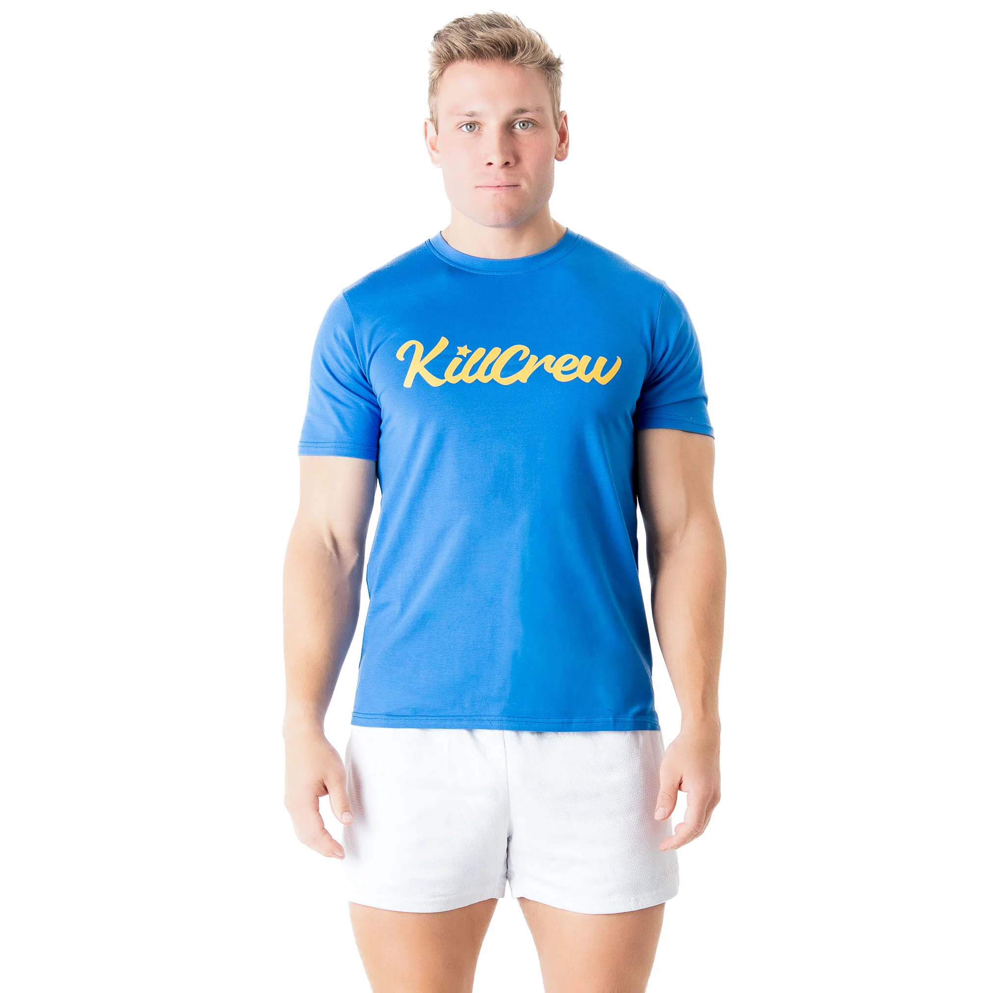"SCRIPT" T-SHIRT - BLUE / GOLD - Image 3