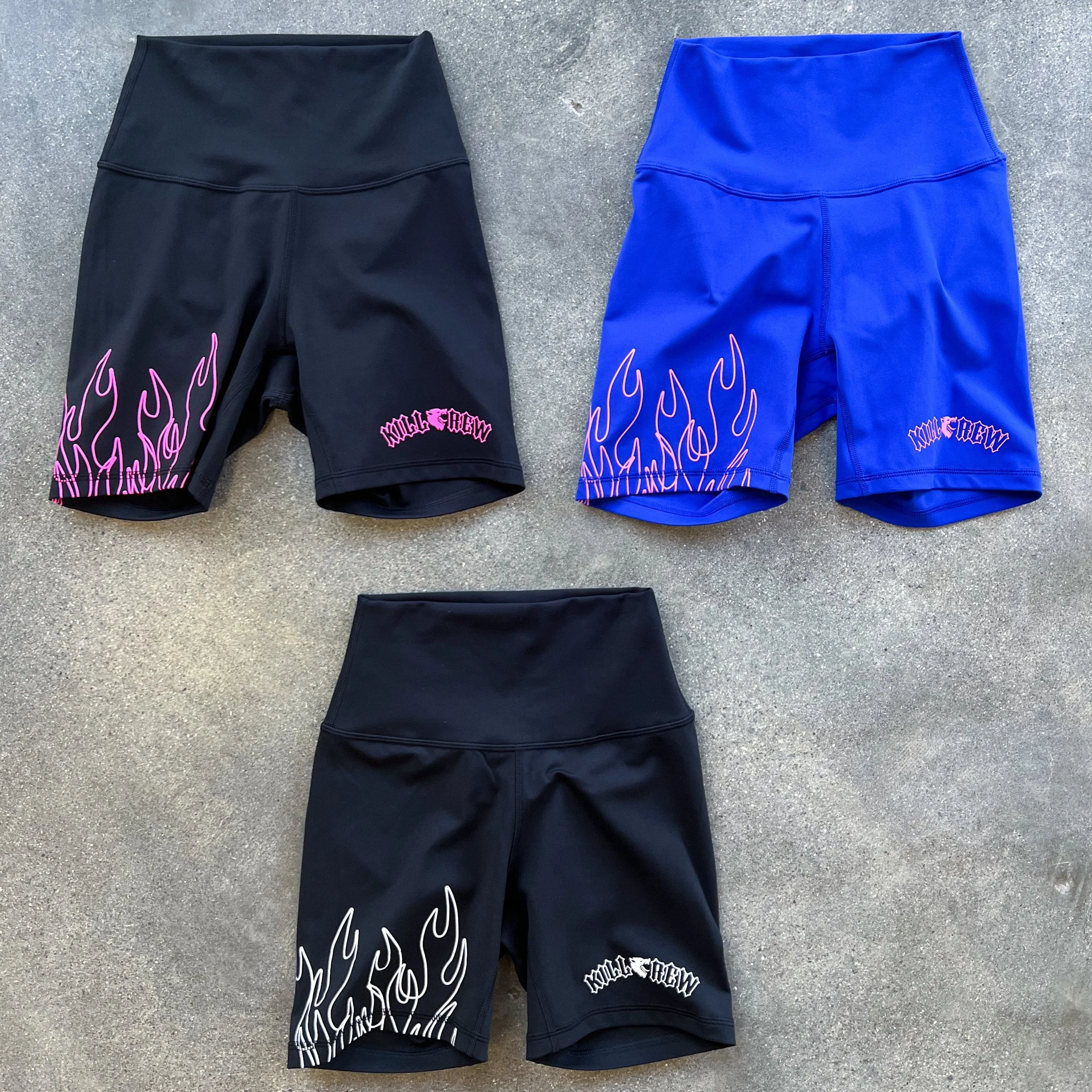 SCRUNCH FLAMES BIKER SHORTS - BLUE / PINK - Image 5
