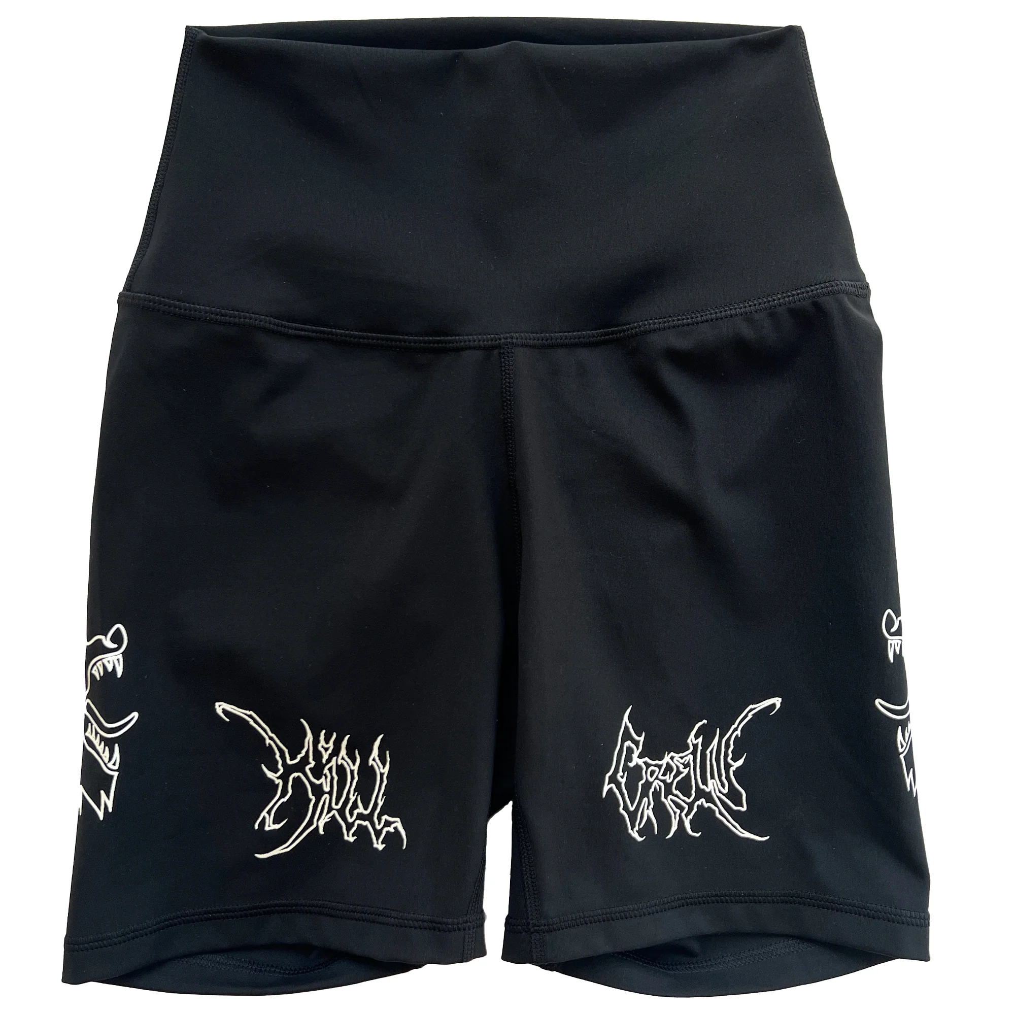 SCRUNCH WOLF BIKER SHORTS - BLACK / WHITE - Image 3