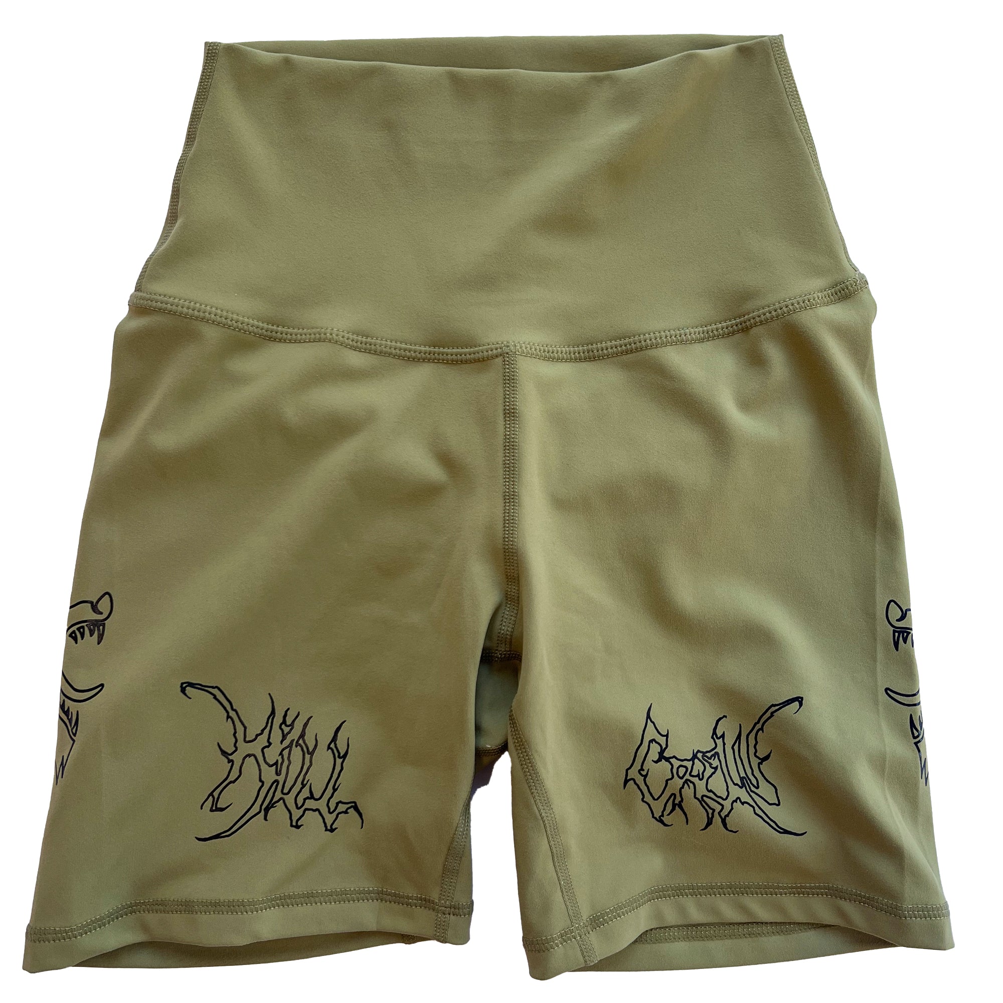 SCRUNCH WOLF BIKER SHORTS - OLIVE / BLACK - Image 3