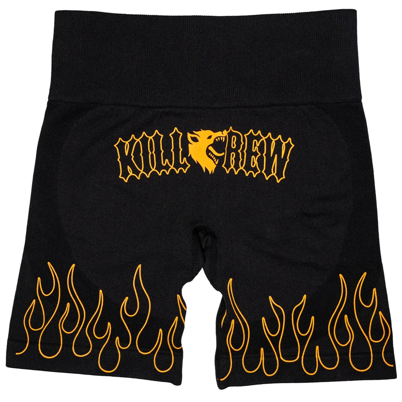 SEAMLESS FLAMES BIKER SHORTS - BLACK / ORANGE - Image 3