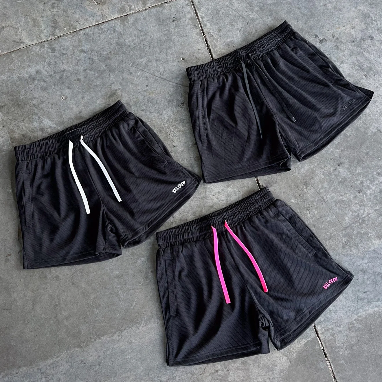 SIMPLE MUAY THAI SHORTS (MID THIGH CUT) - BLACK / PINK - Image 4