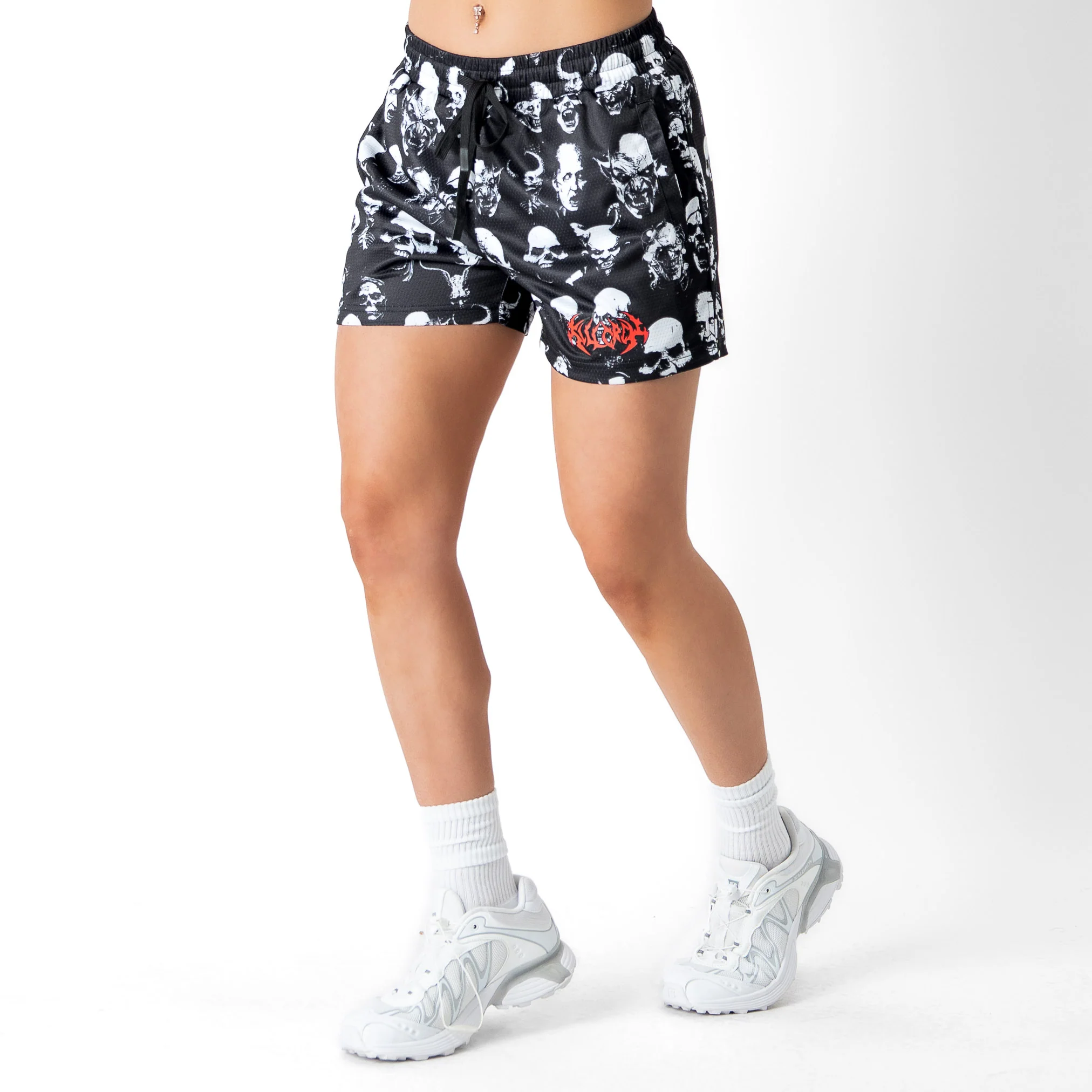 DEMONS MUAY THAI SHORTS (MID THIGH CUT) - BLACK - Image 5