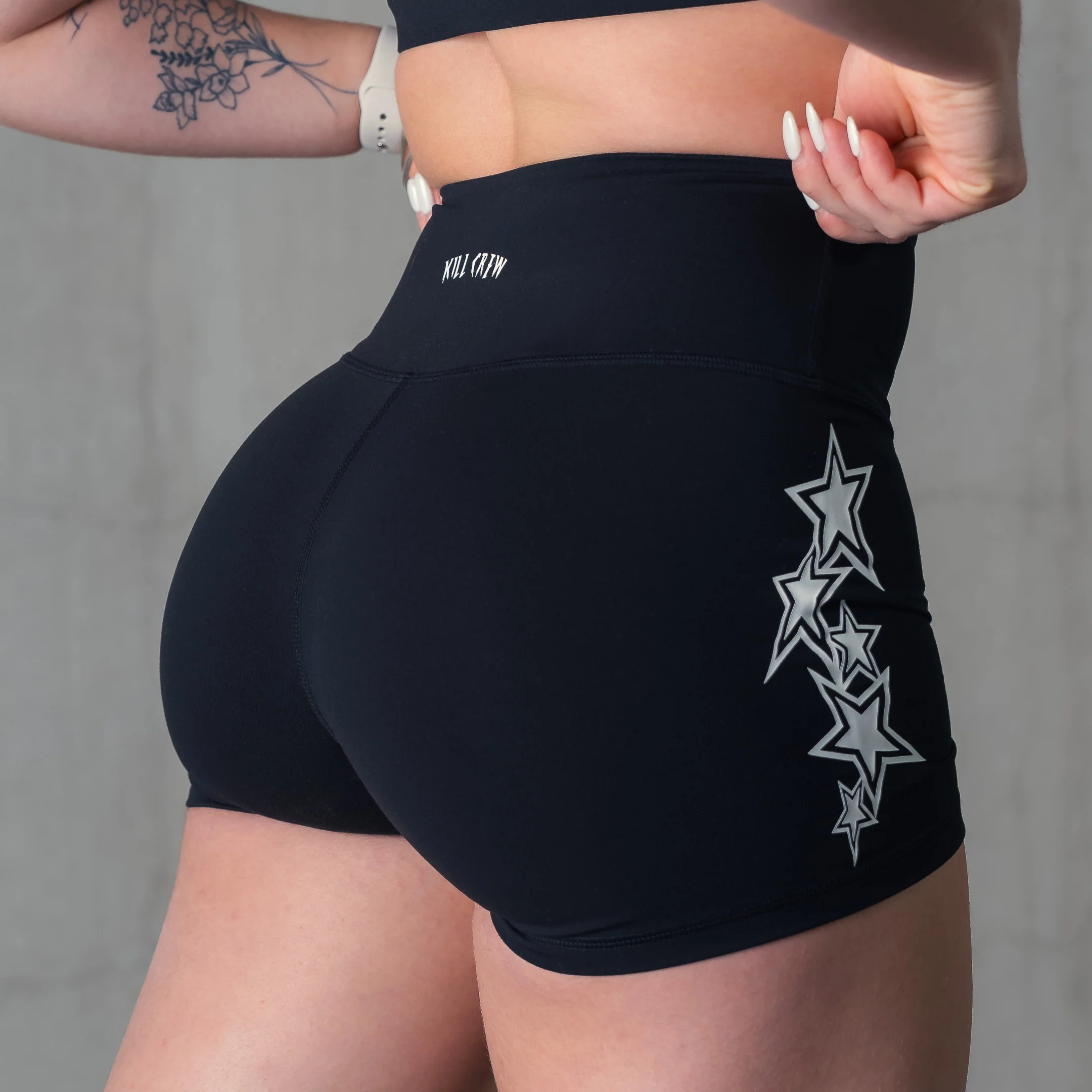 STAR BOY BIKER SHORTS - BLACK / WHITE - Image 2