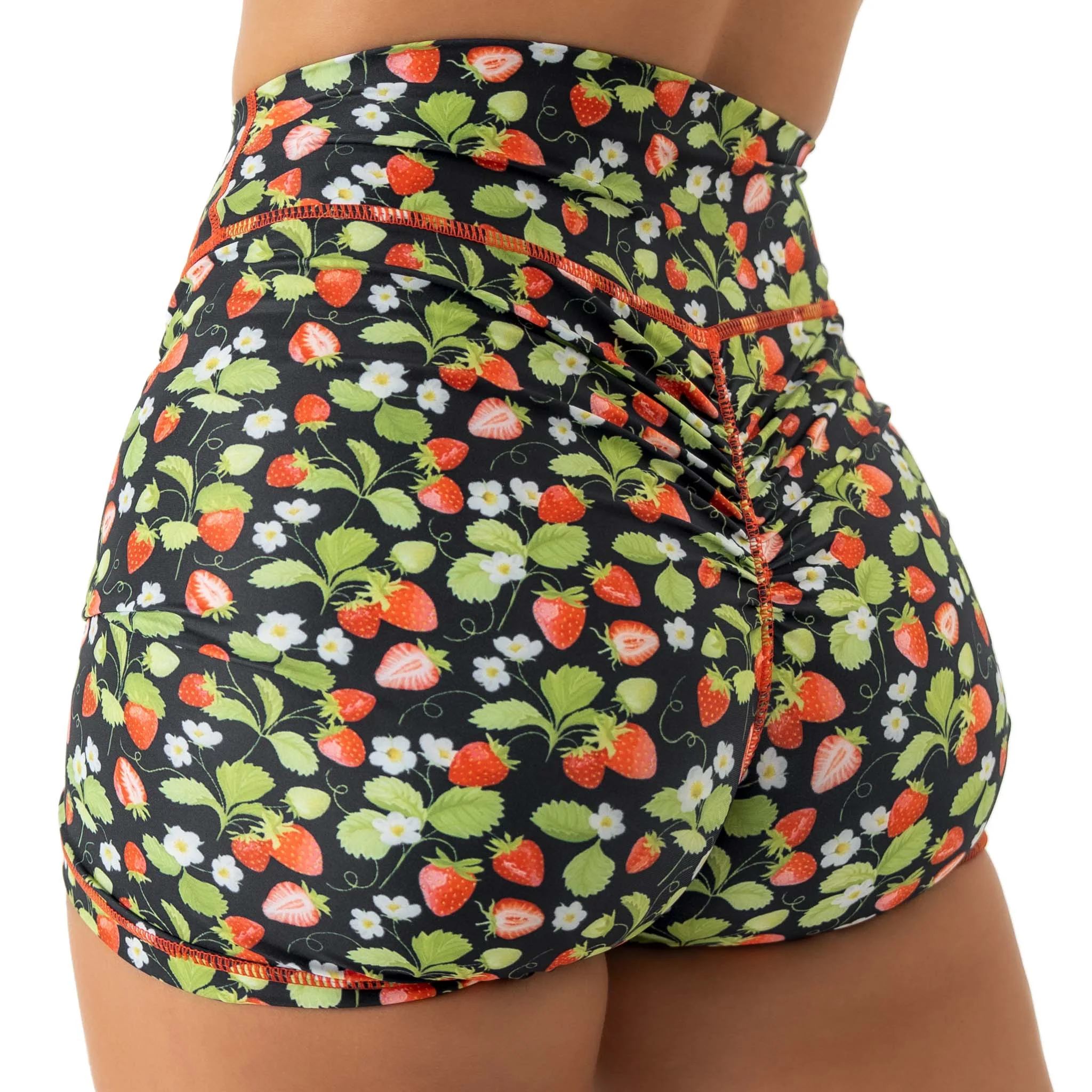 STRAWBERRY MID RISE BIKER SHORT - BLACK - Image 2