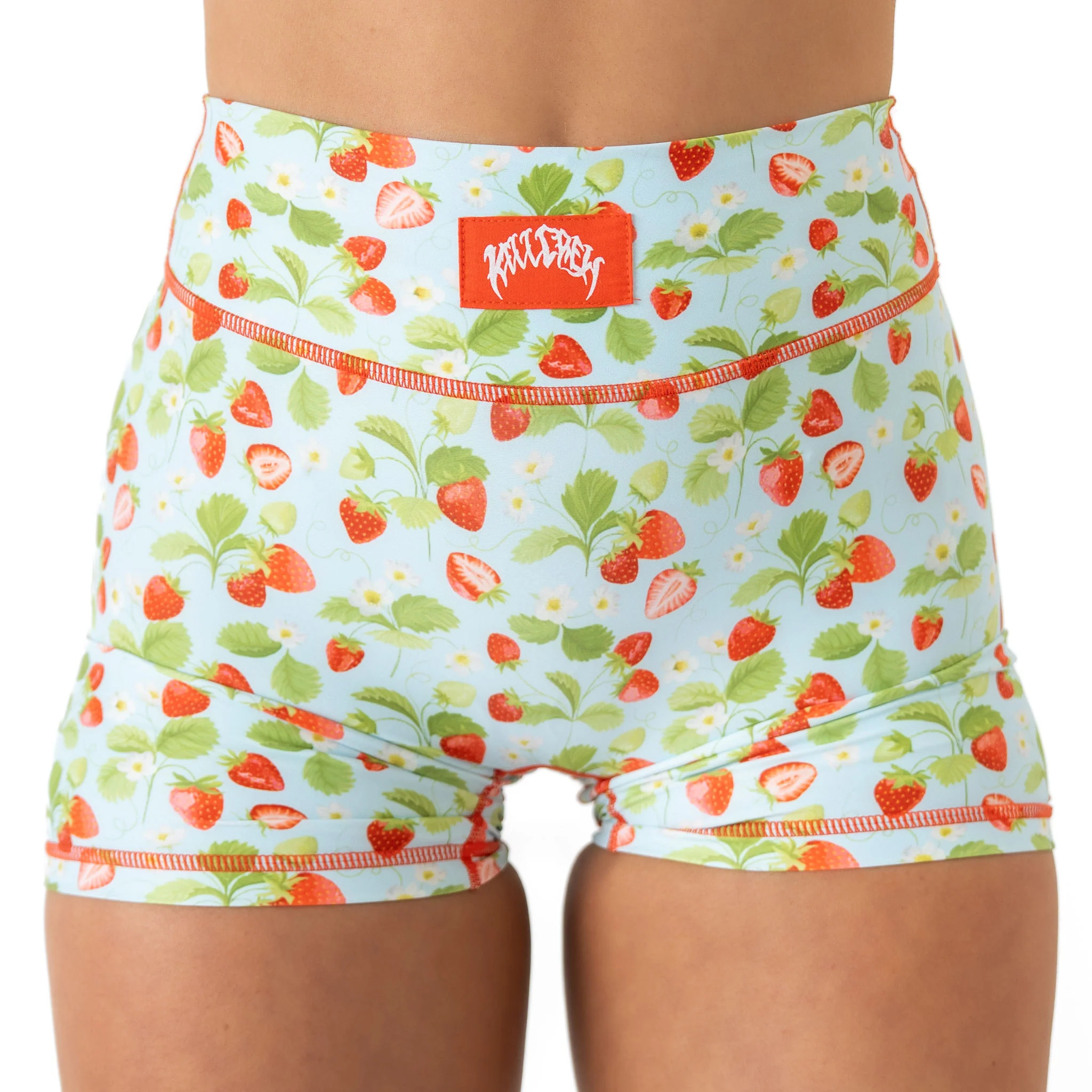STRAWBERRY MID RISE BIKER SHORT - BLUE