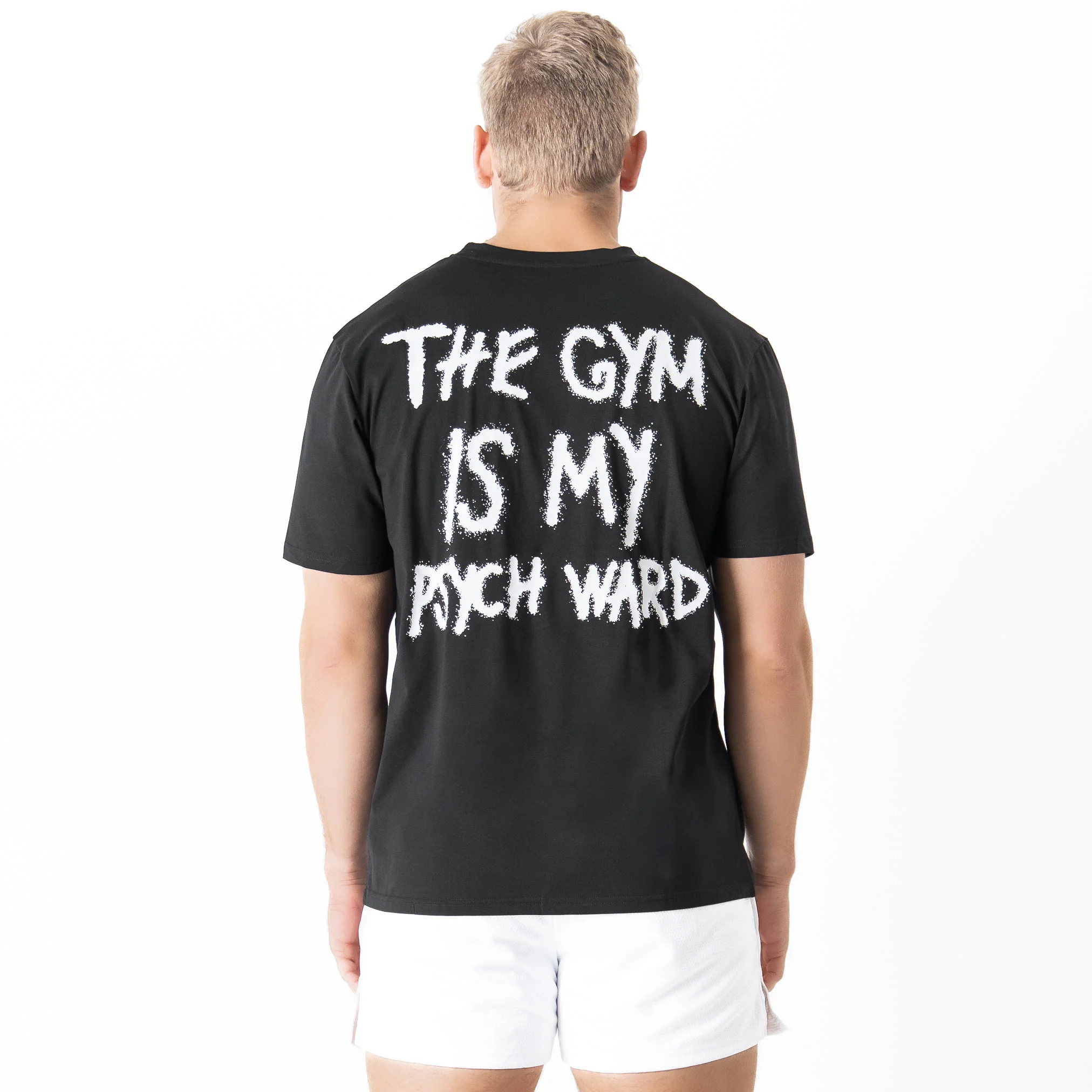 THE GYM IS MY PSYCH WARD T-SHIRT - BLACK / WHITE - Image 4