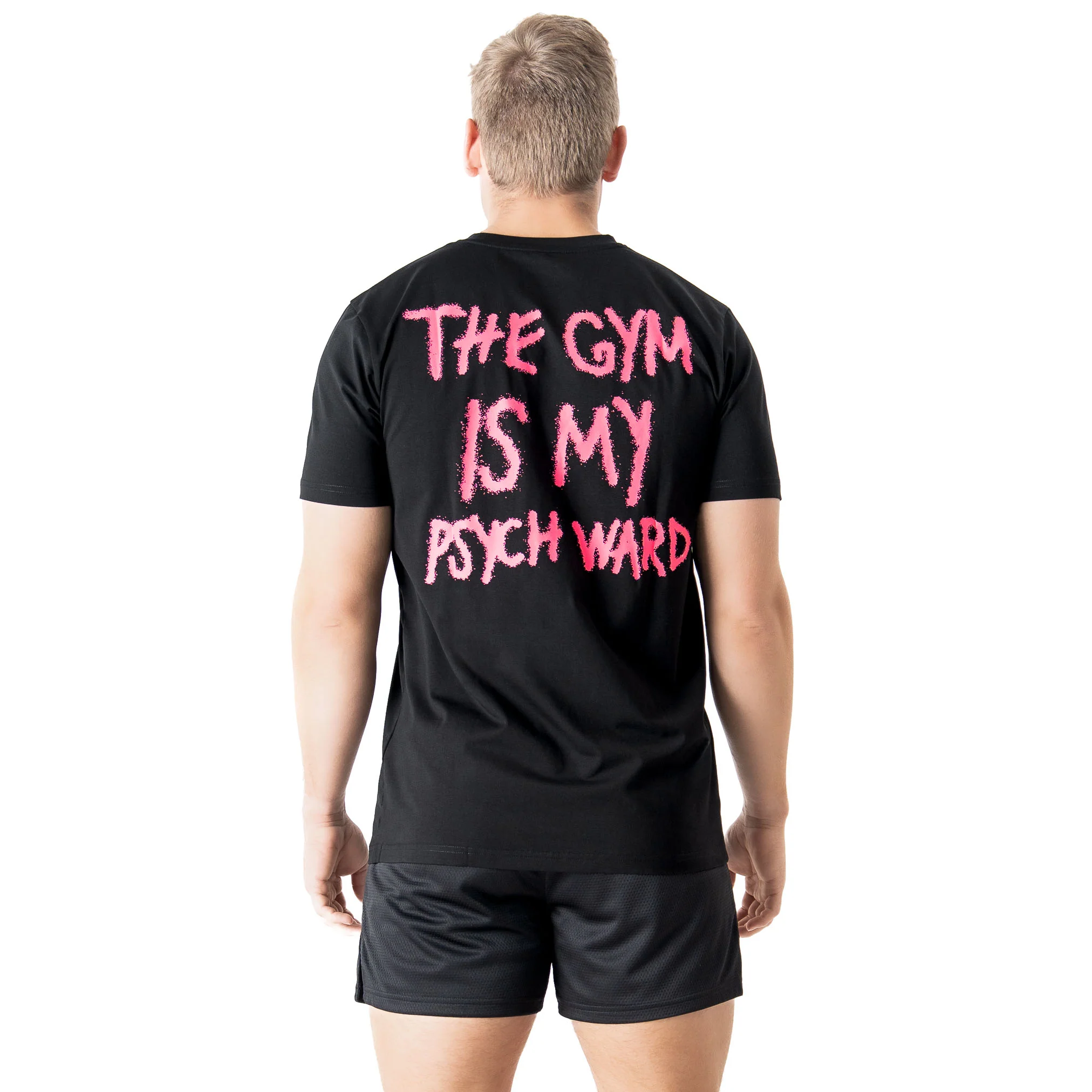 THE GYM IS MY PSYCH WARD T-SHIRT - PINK / BLACK - Image 4