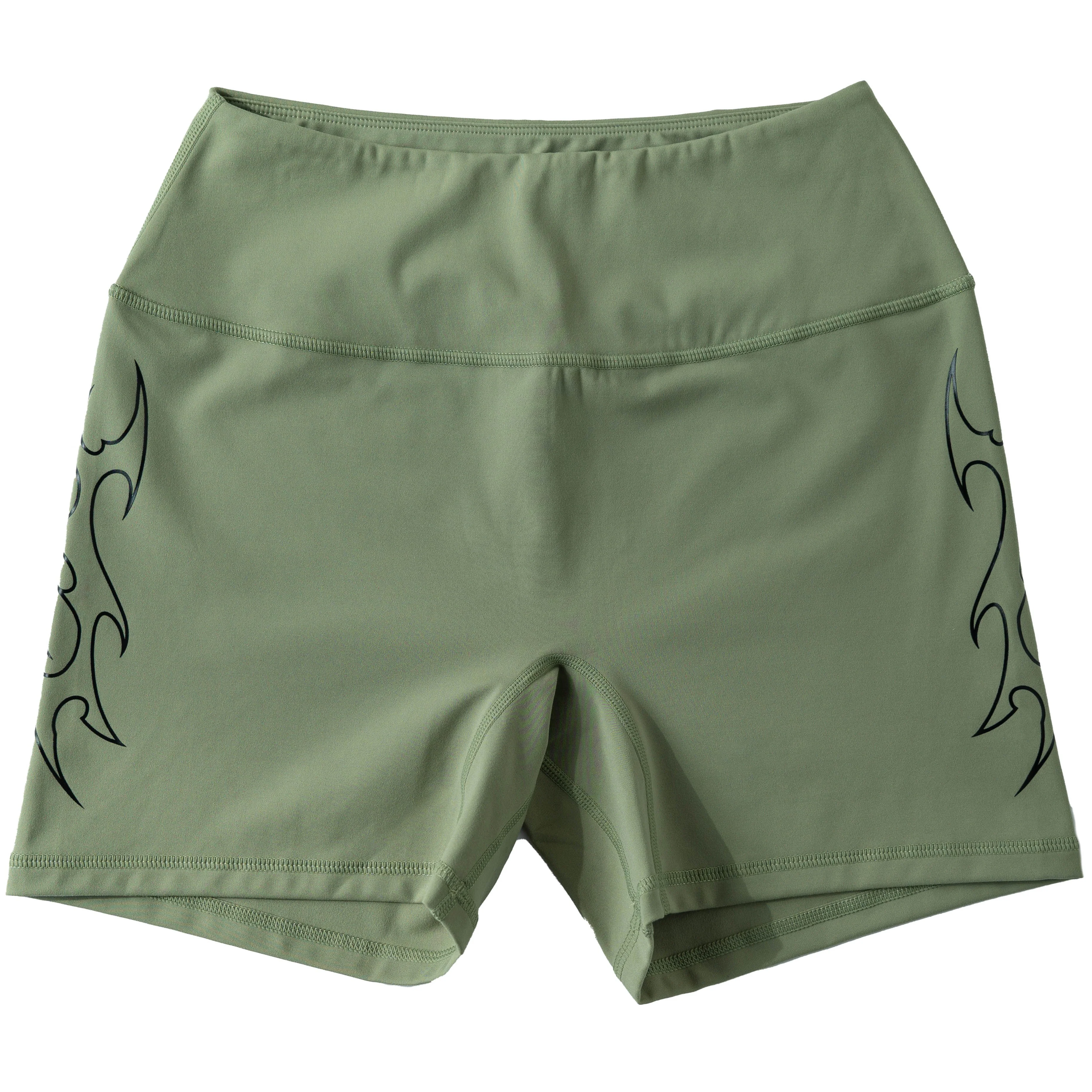 TRIBAL BIKER SHORTS - GREEN / BLACK - Image 3
