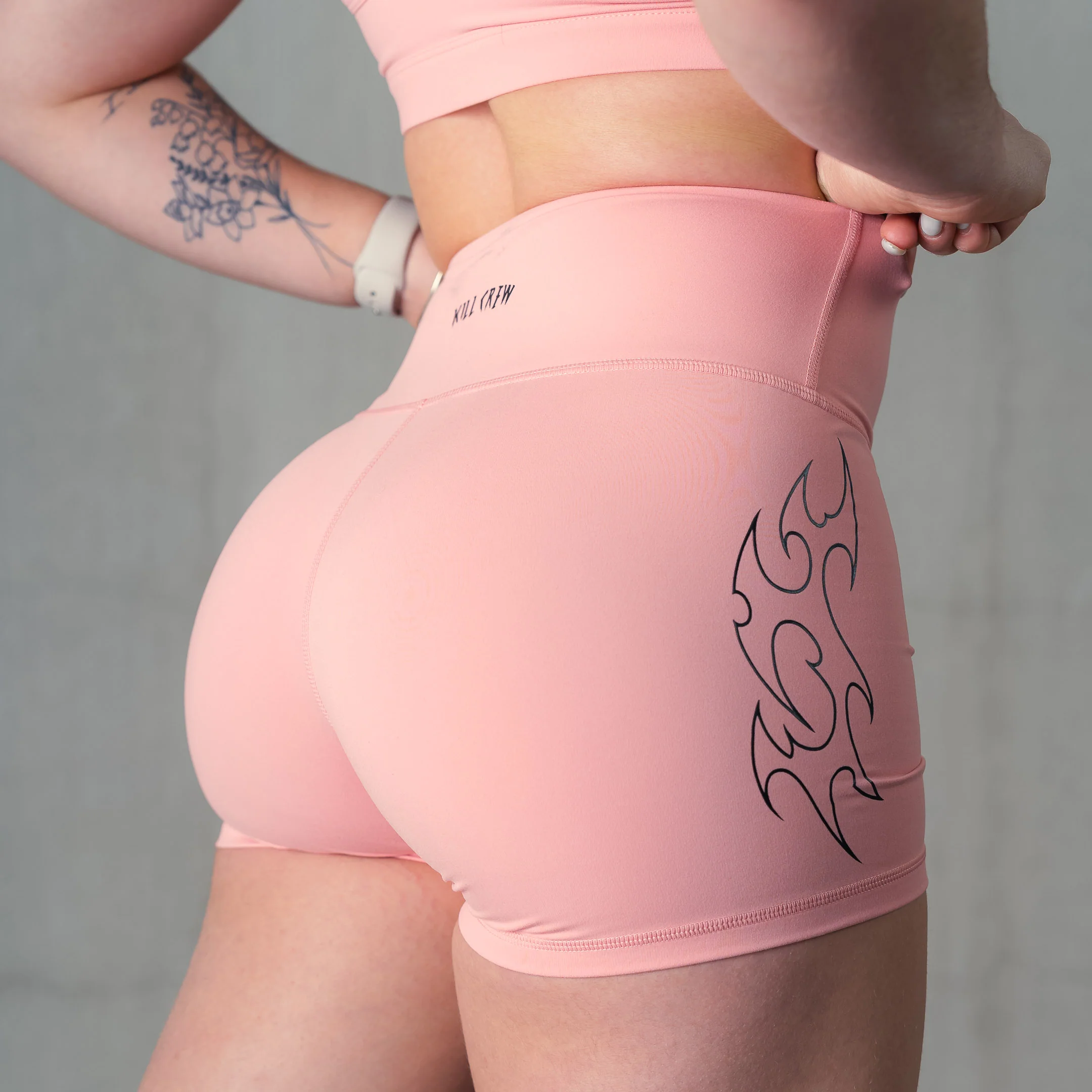 TRIBAL BIKER SHORTS - PEACH / BLACK - Image 2