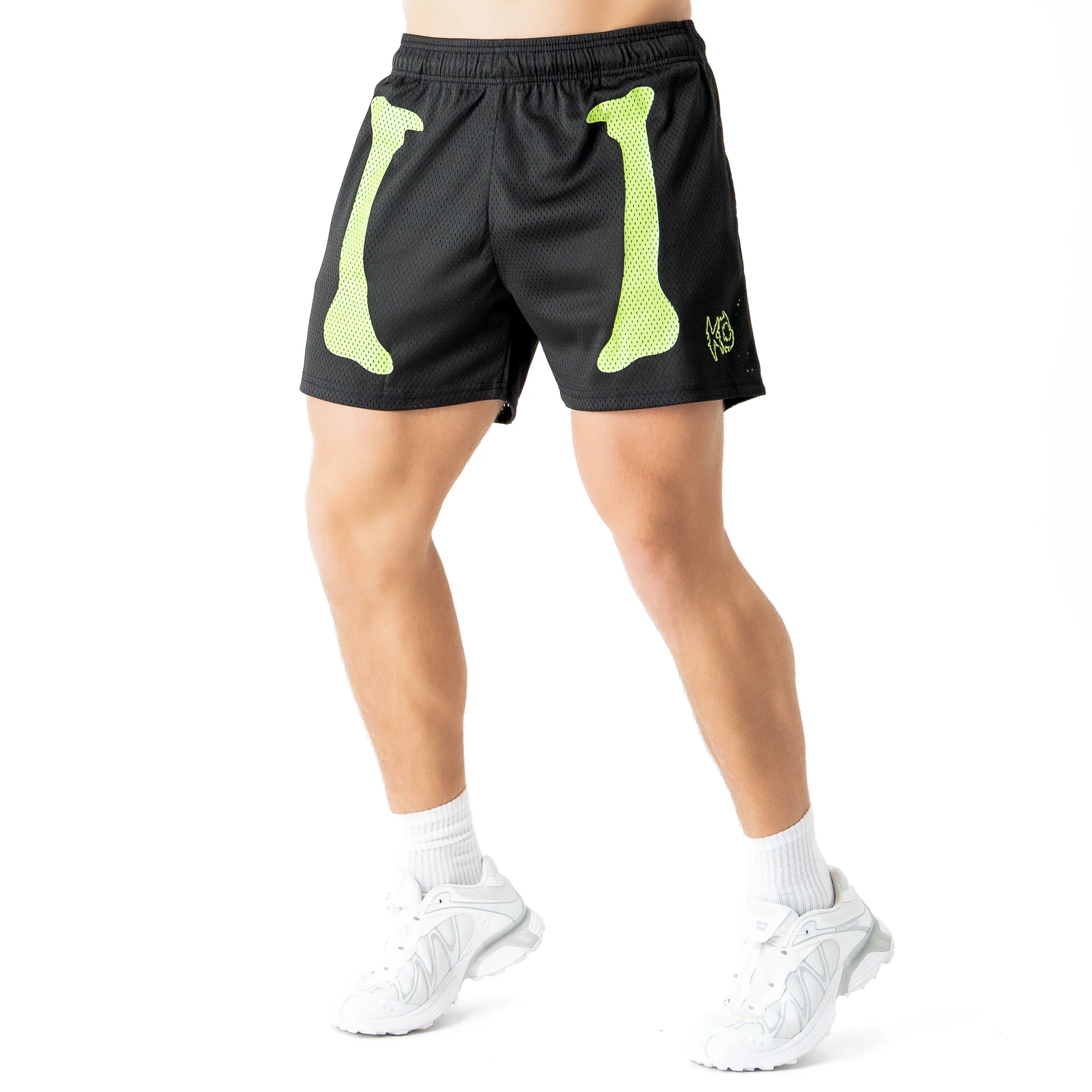 VENTED MESH SHORTS BONE DRY - BLACK / GREEN - Image 3