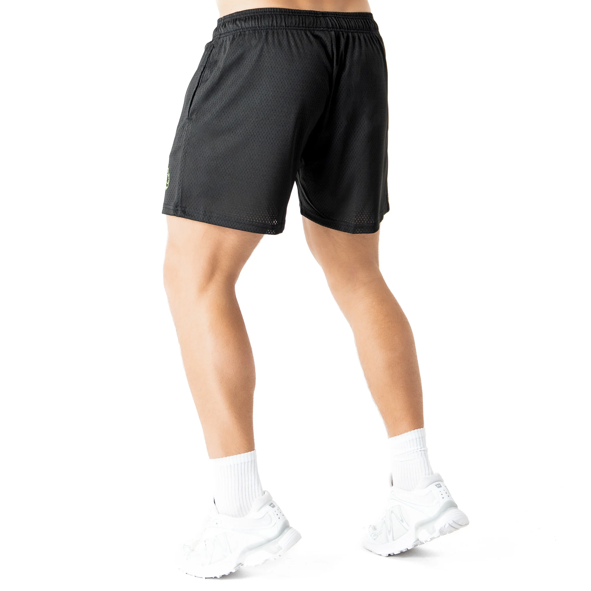 VENTED MESH SHORTS BONE DRY - BLACK / GREEN - Image 4