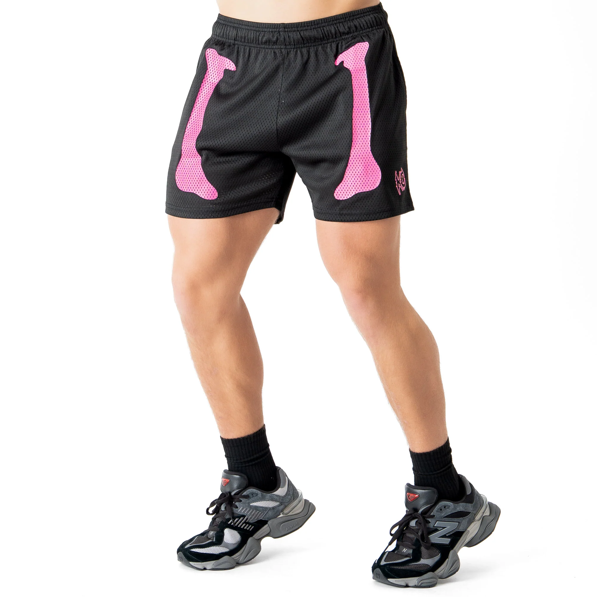 VENTED MESH SHORTS BONE DRY - BLACK / PINK - Image 3