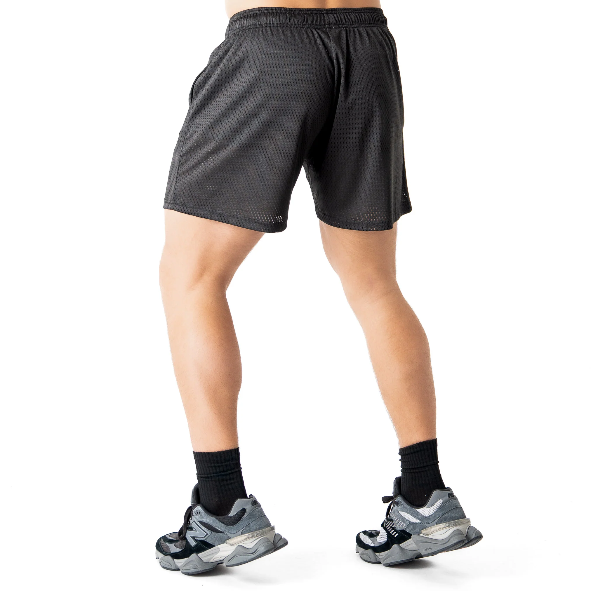 VENTED MESH SHORTS SCRIPT  - BLACK / CREAM - Image 4