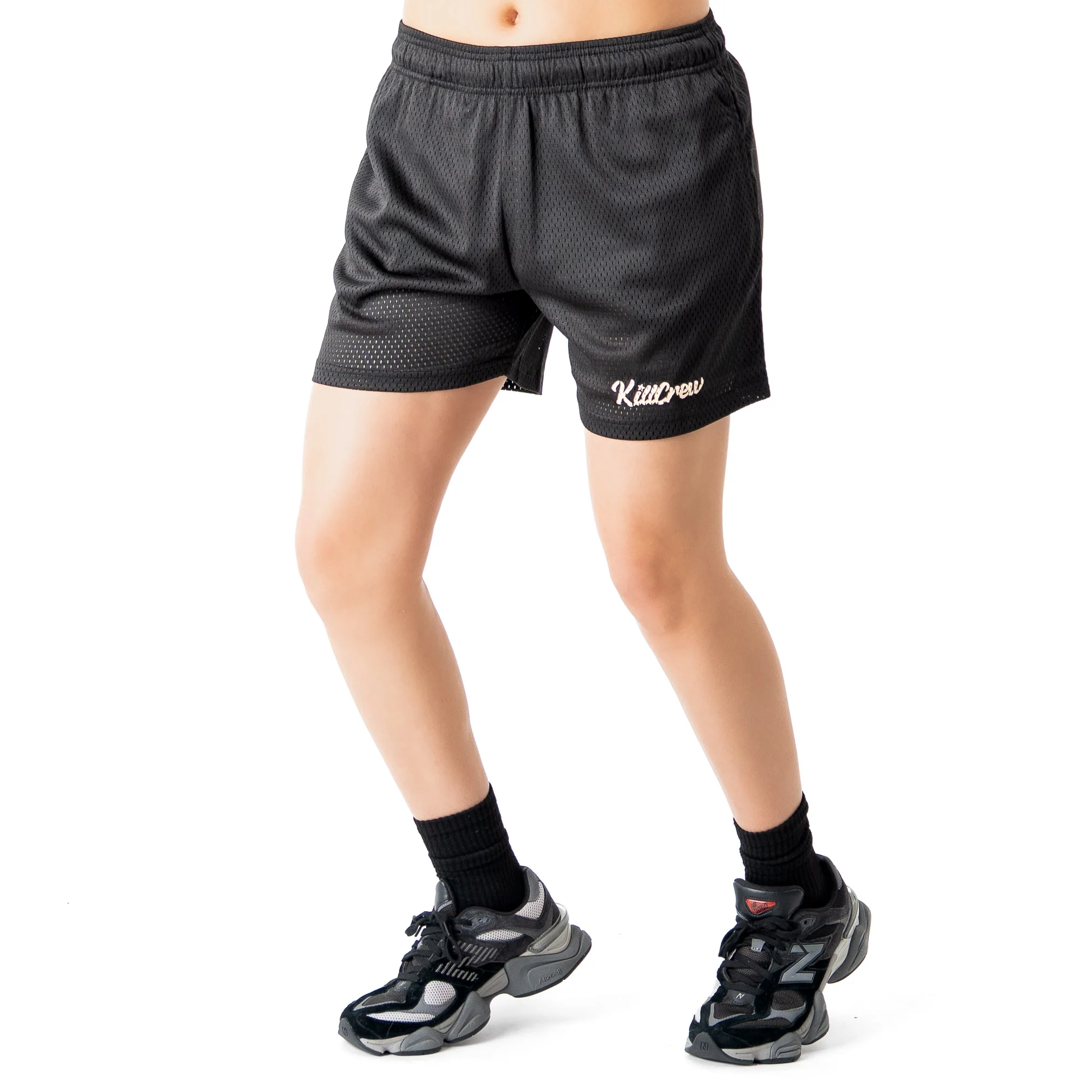 VENTED MESH SHORTS SCRIPT  - BLACK / CREAM - Image 5