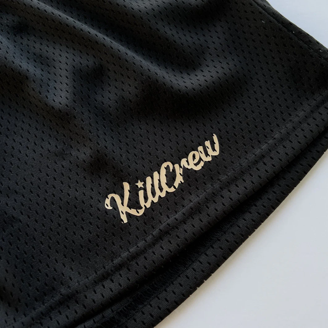 VENTED MESH SHORTS SCRIPT  - BLACK / CREAM - Image 7