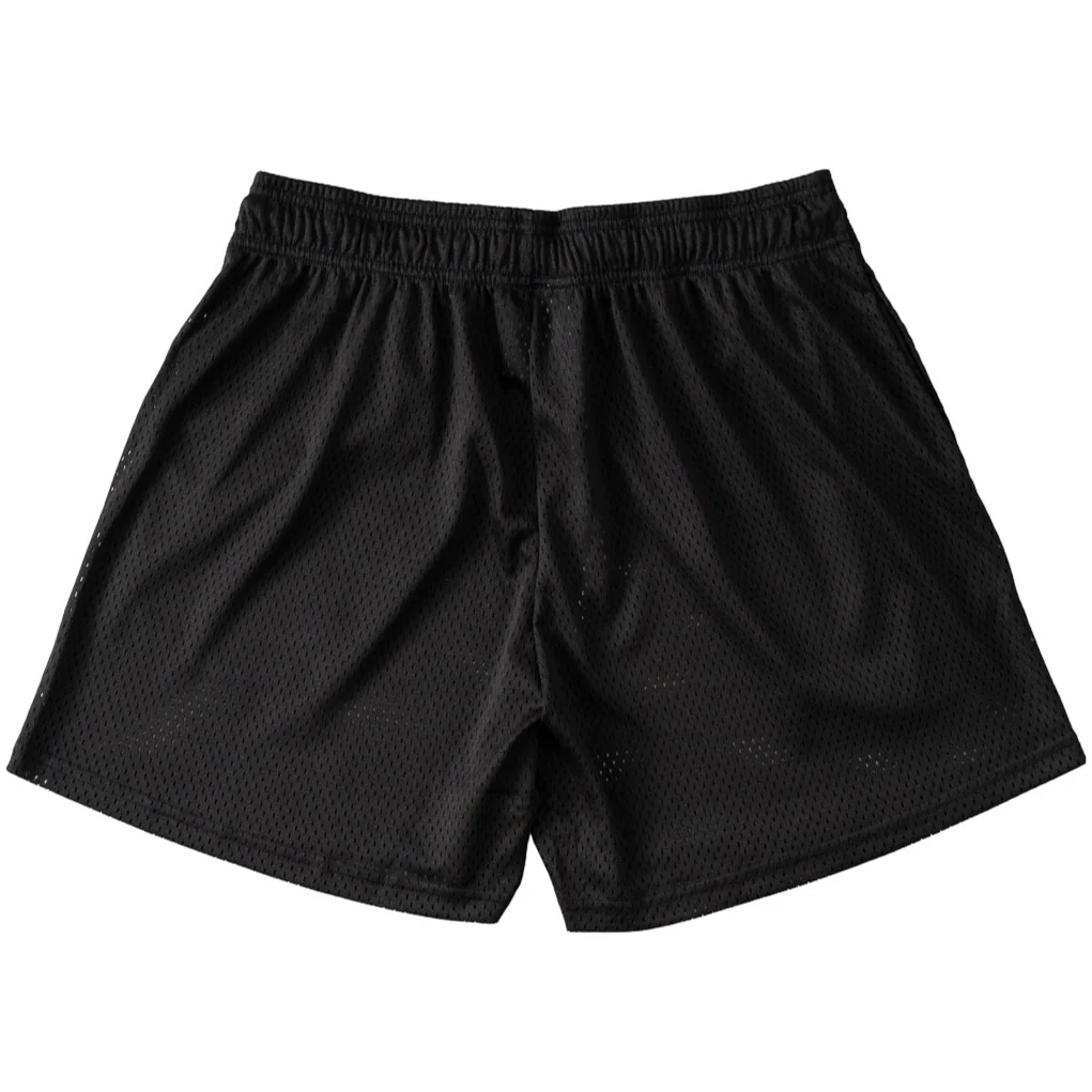 VENTED MESH SHORTS SCRIPT  - BLACK / CREAM - Image 8