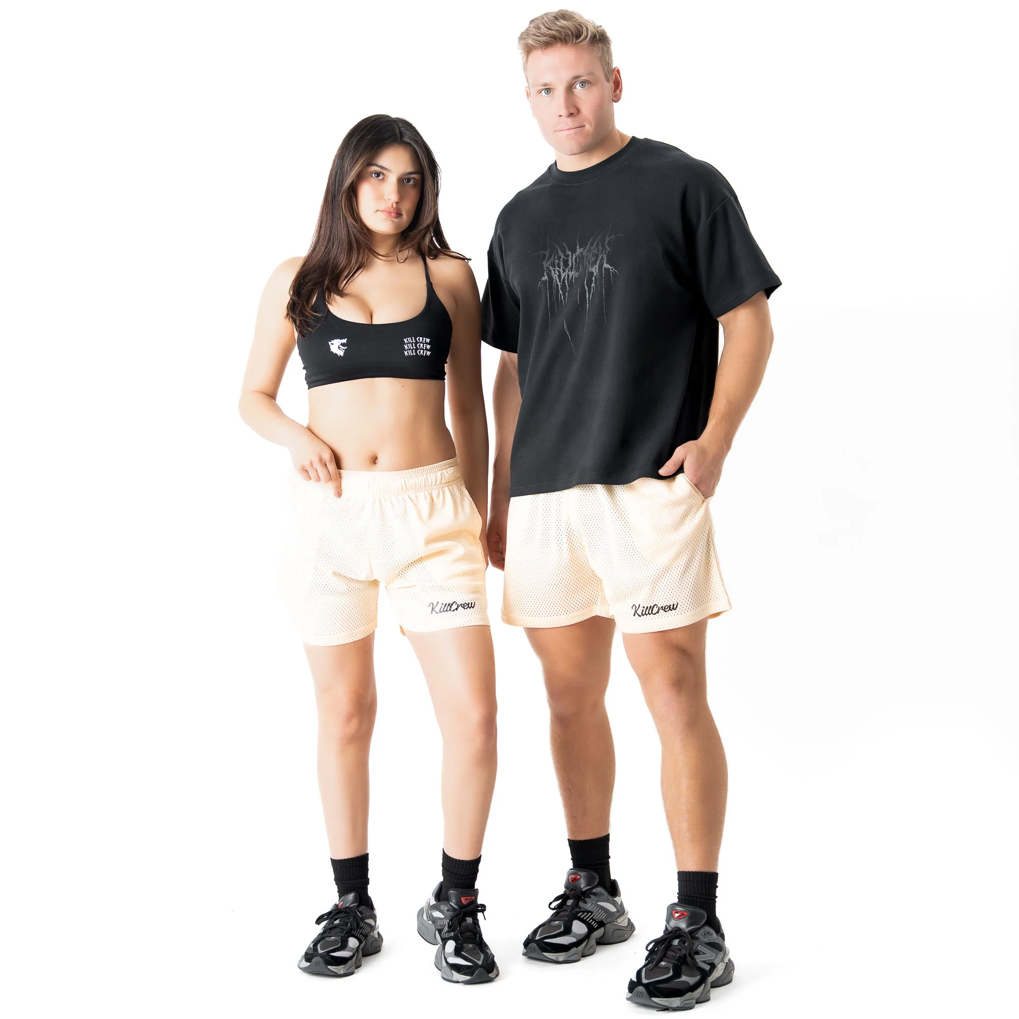 VENTED MESH SHORTS SCRIPT - CREAM / BLACK - Image 2