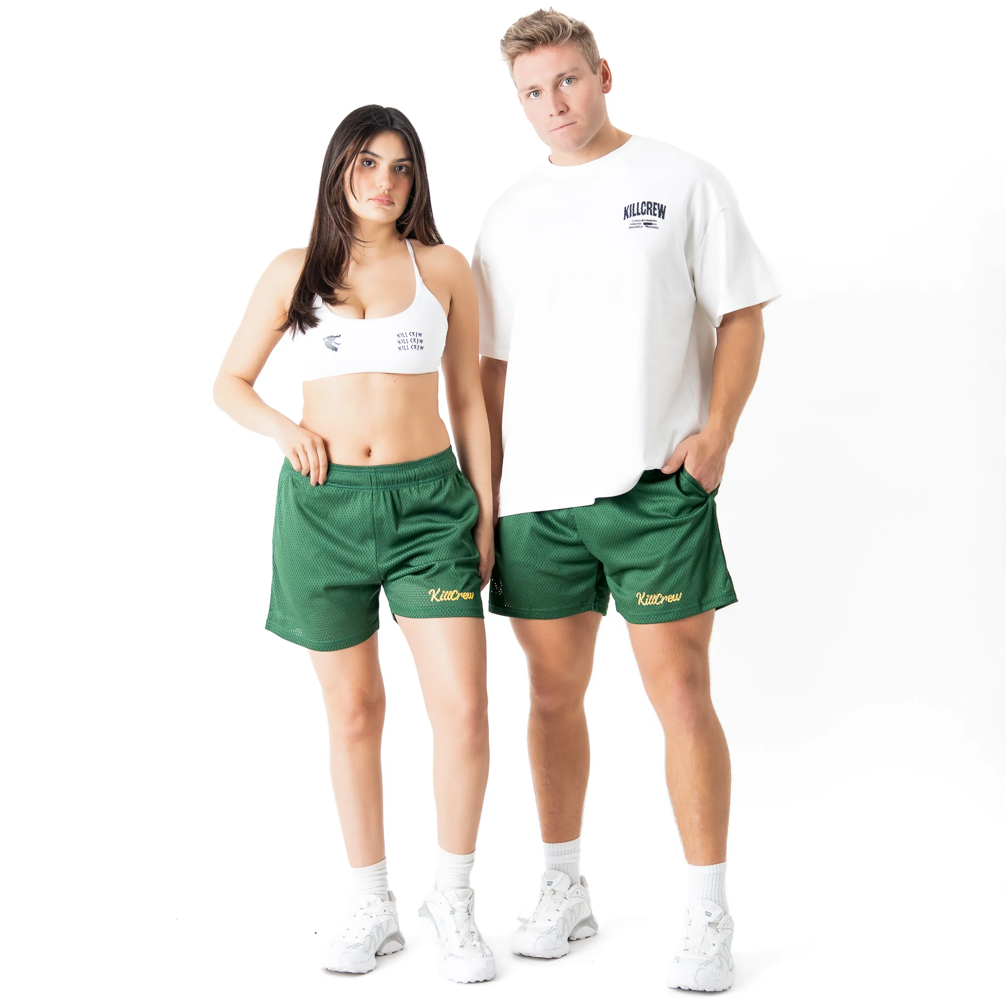 VENTED MESH SHORTS SCRIPT - GREEN / GOLD - Image 2