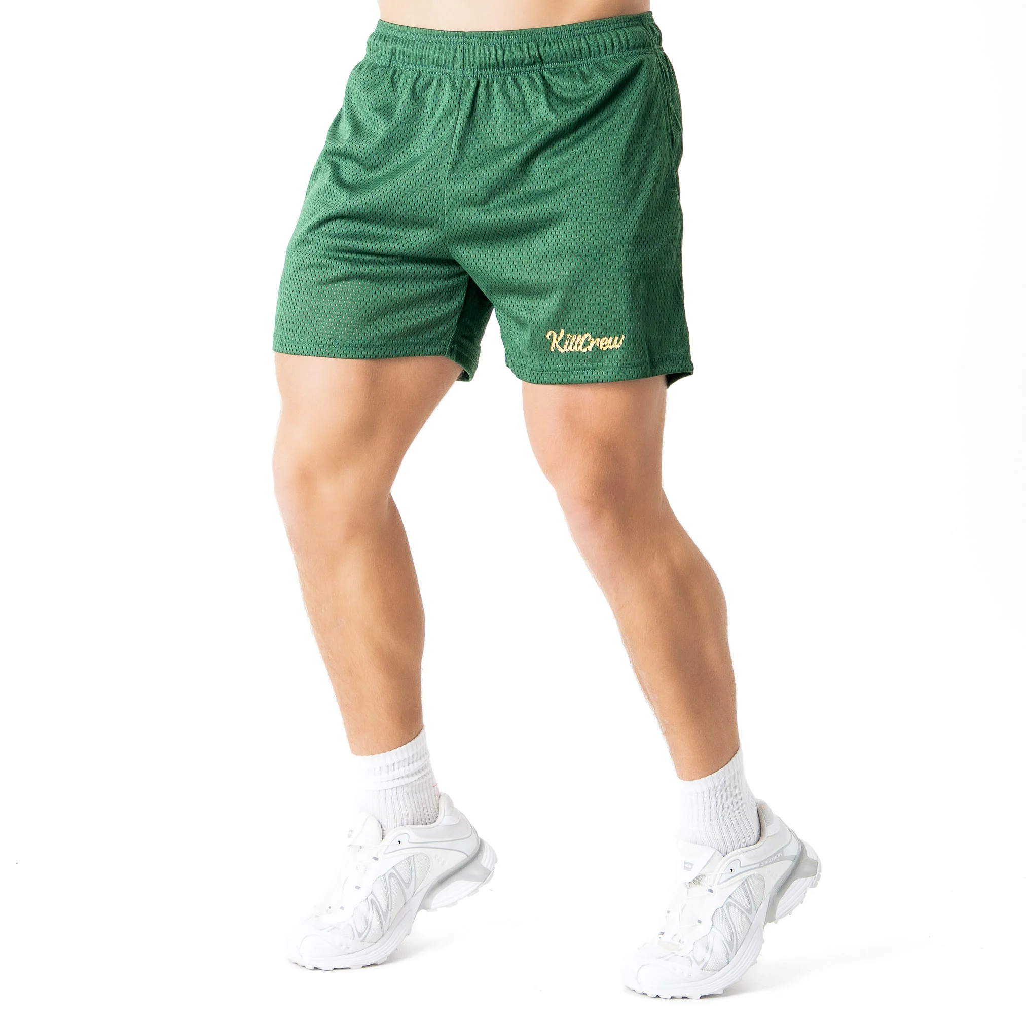 VENTED MESH SHORTS SCRIPT - GREEN / GOLD - Image 3