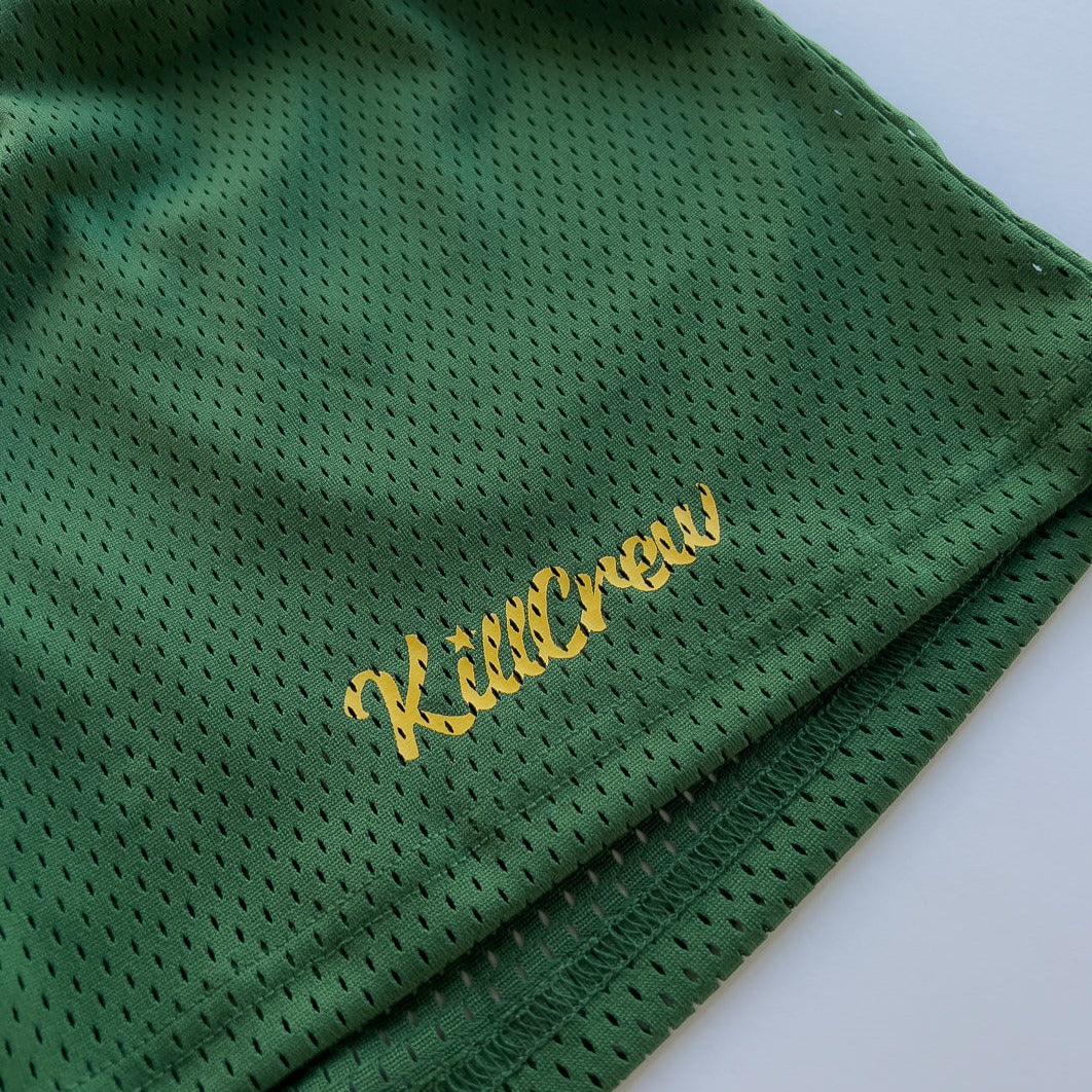 VENTED MESH SHORTS SCRIPT - GREEN / GOLD - Image 7