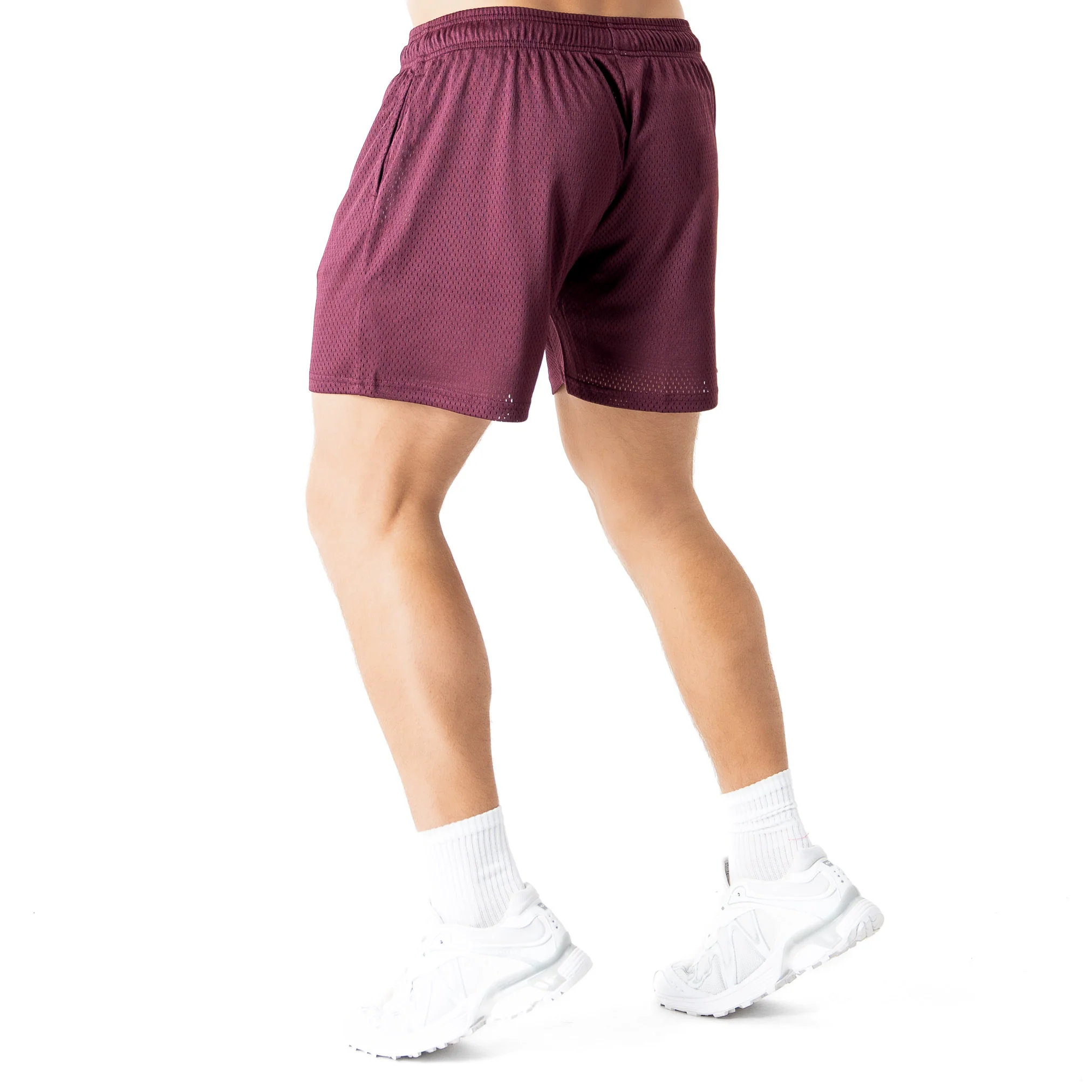 VENTED MESH SHORTS SCRIPT - MAROON / GOLD - Image 4