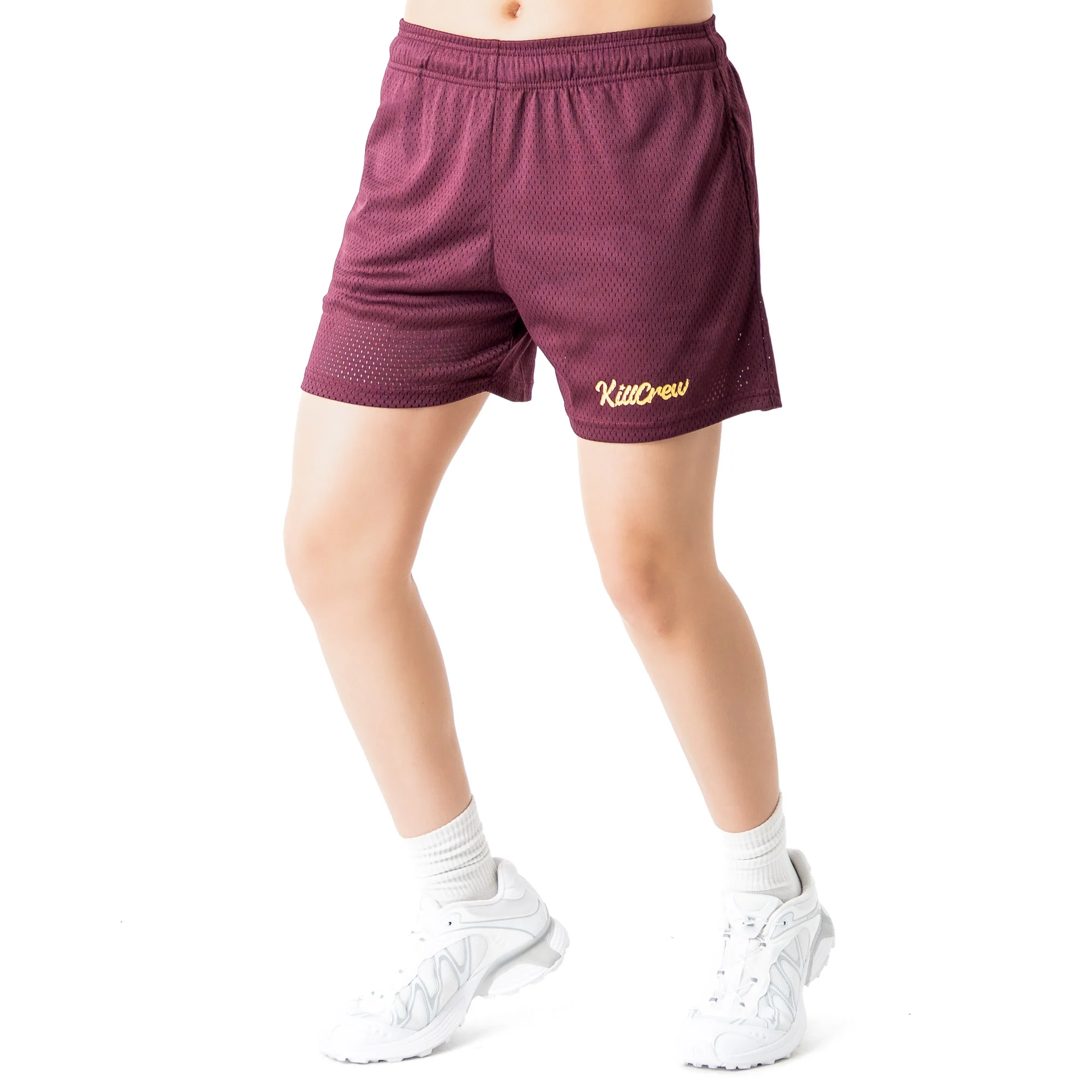 VENTED MESH SHORTS SCRIPT - MAROON / GOLD - Image 5