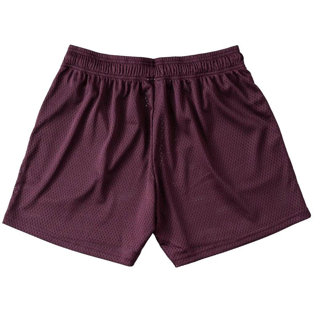 VENTED MESH SHORTS SCRIPT - MAROON / GOLD - Image 8