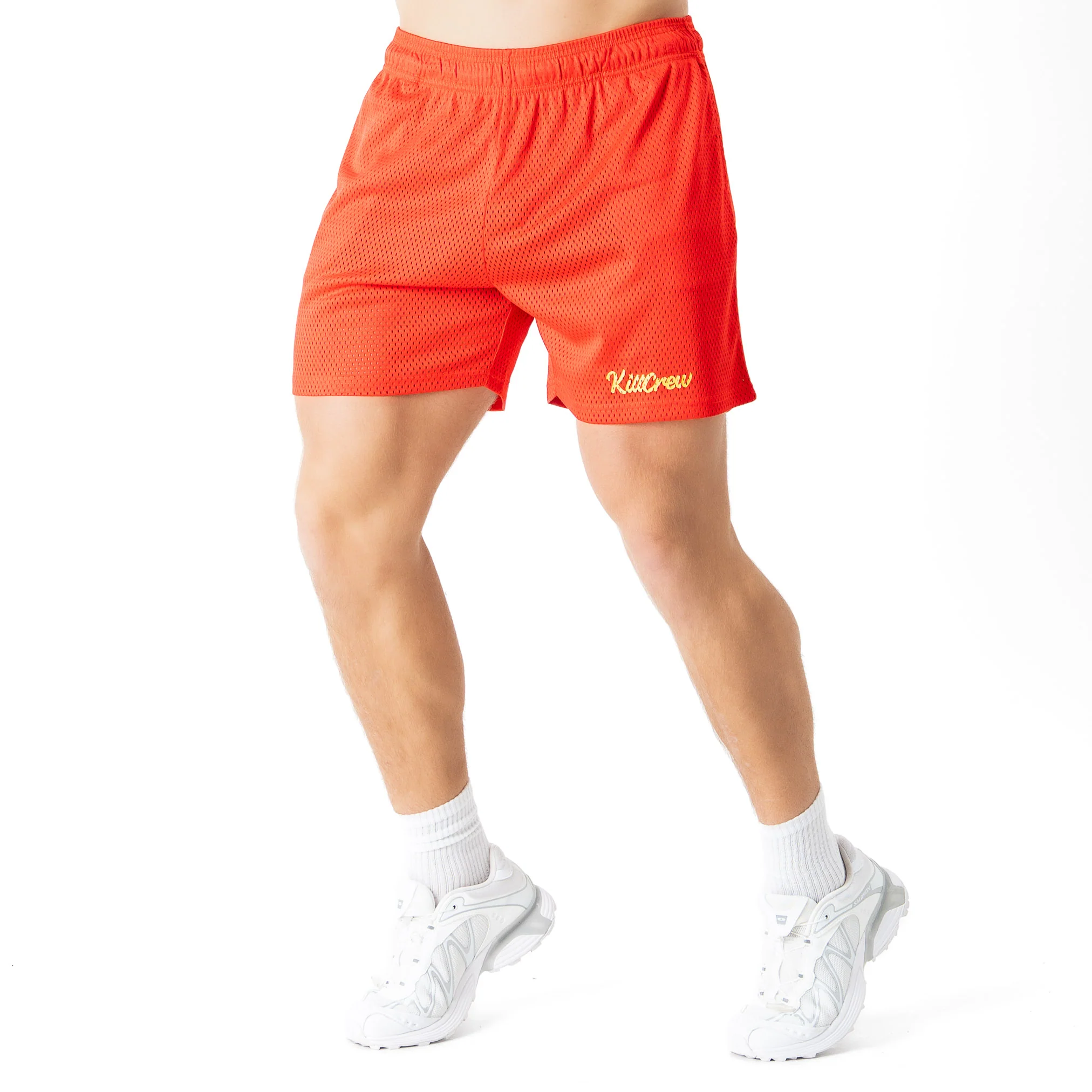 VENTED MESH SHORTS SCRIPT - RED / GOLD - Image 3