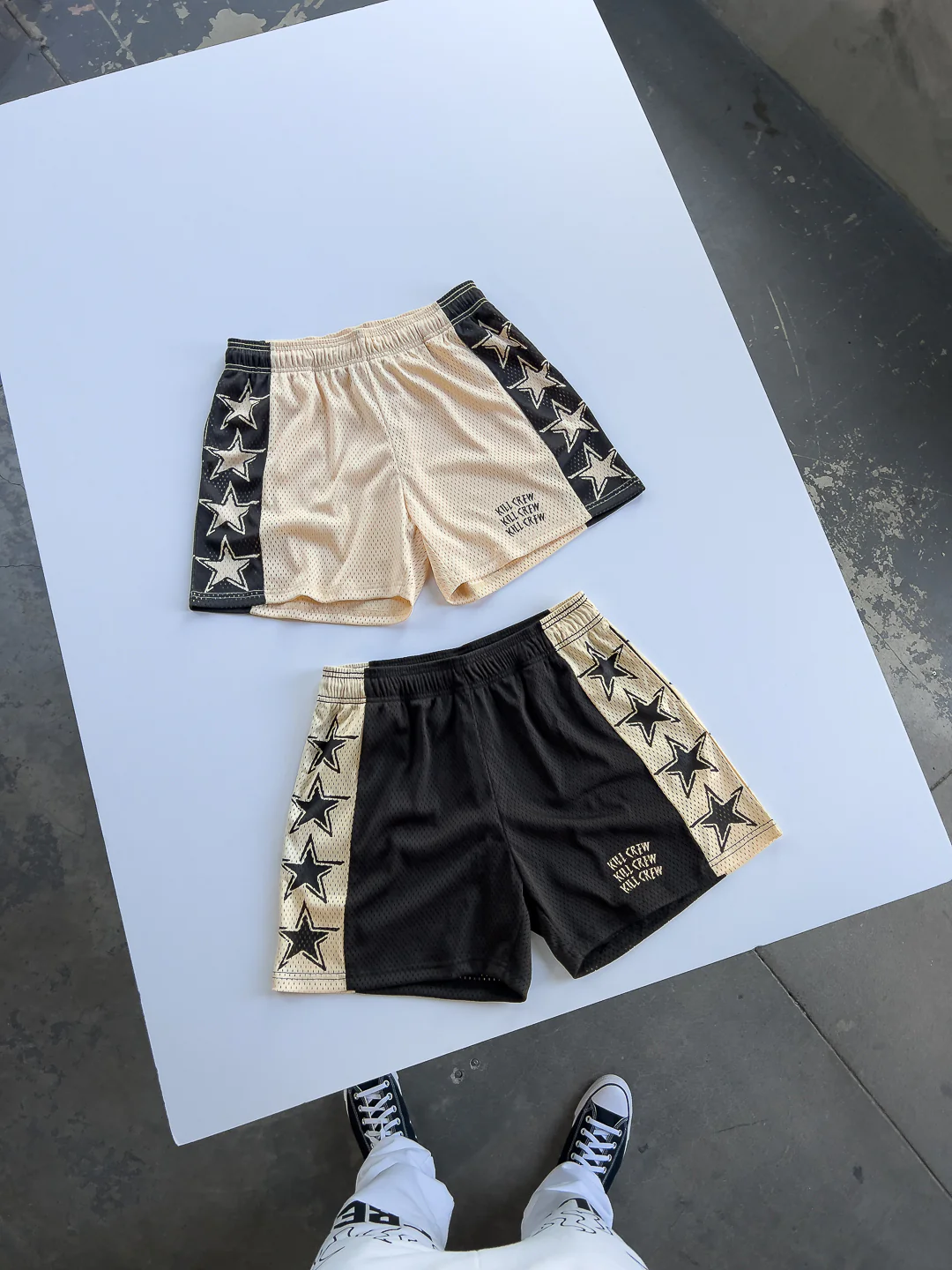 VENTED MESH SHORTS ALL STAR - BLACK / CREAM - Image 4