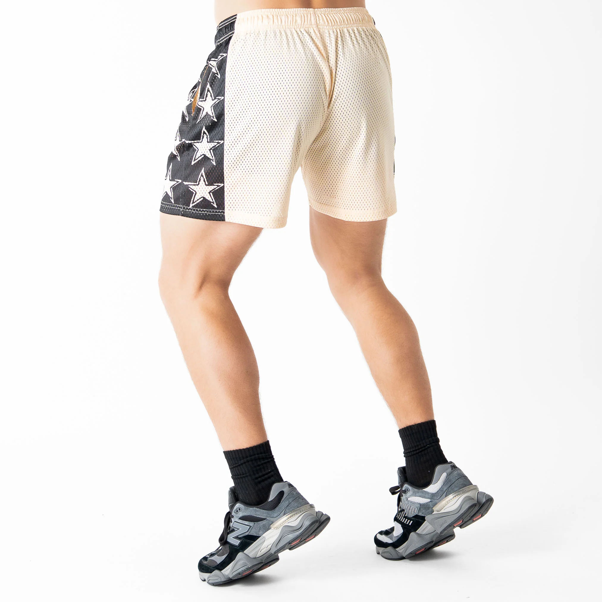 VENTED MESH SHORTS ALL STAR - CREAM / BLACK - Image 4