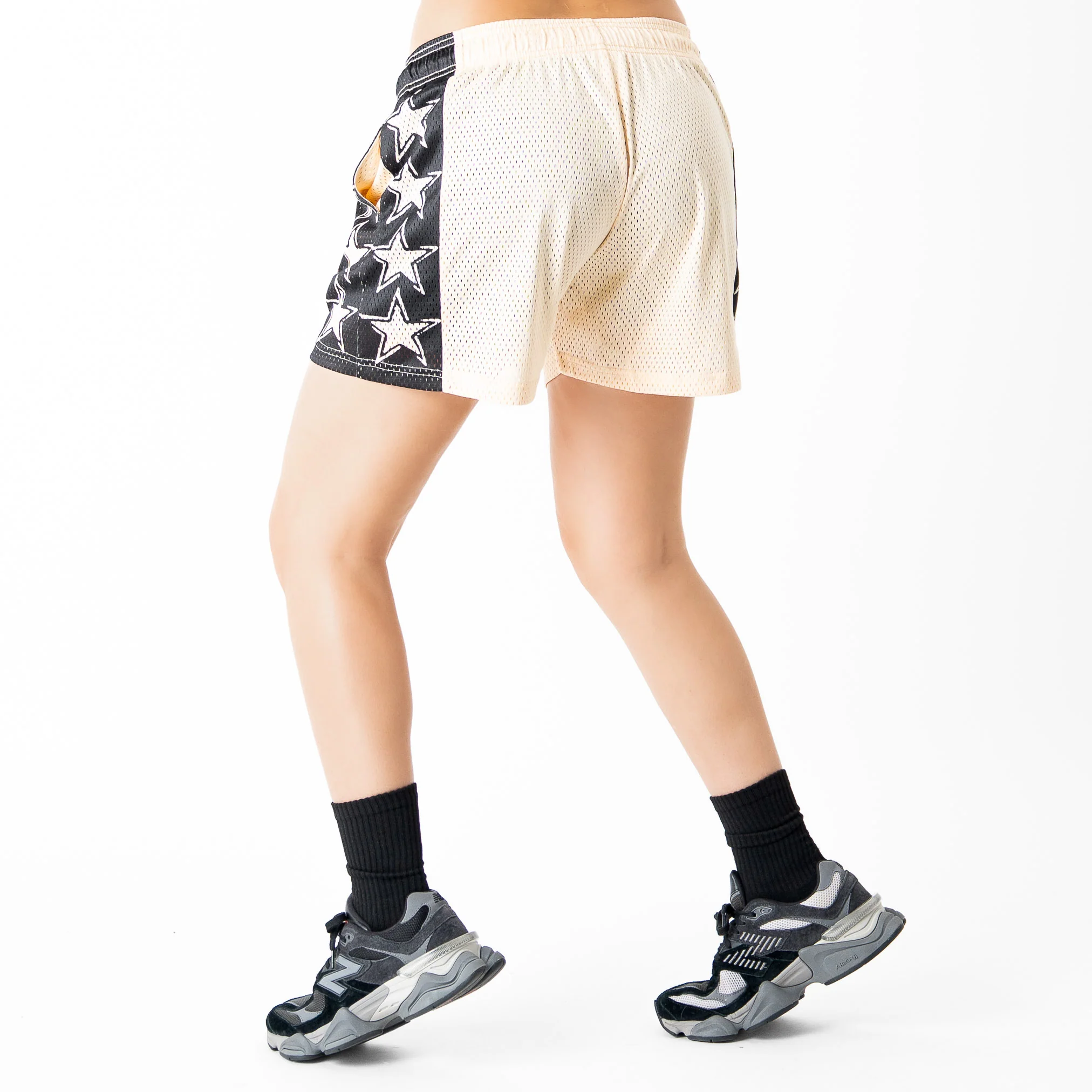 VENTED MESH SHORTS ALL STAR - CREAM / BLACK - Image 6
