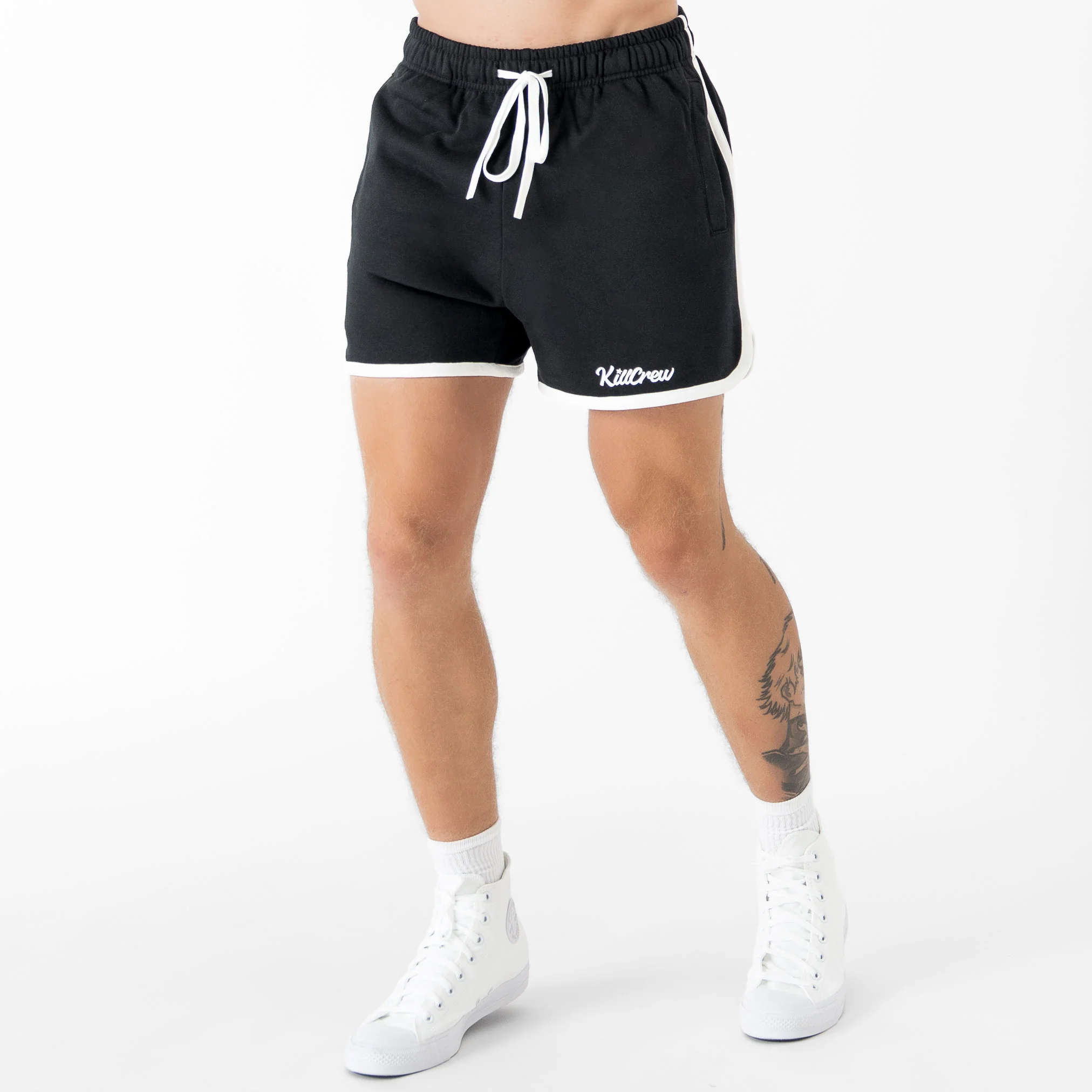VINTAGE COTTON SHORTS (MID THIGH CUT) - BLACK - Image 3