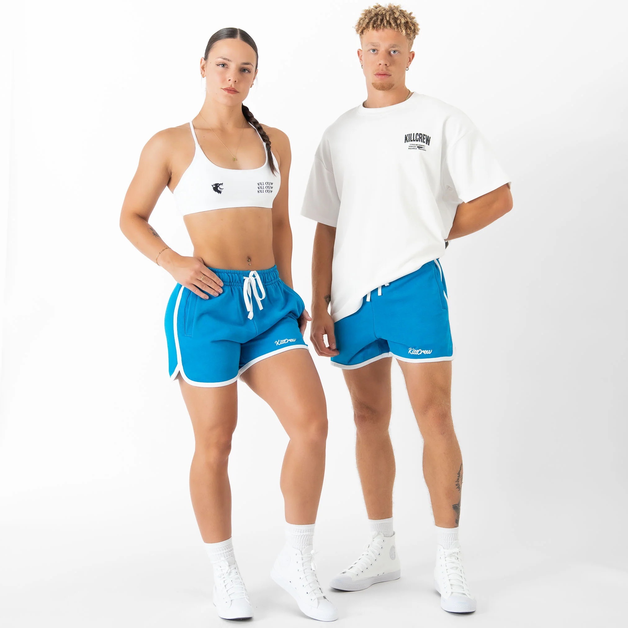 VINTAGE COTTON SHORTS (MID THIGH CUT) - BLUE - Image 2