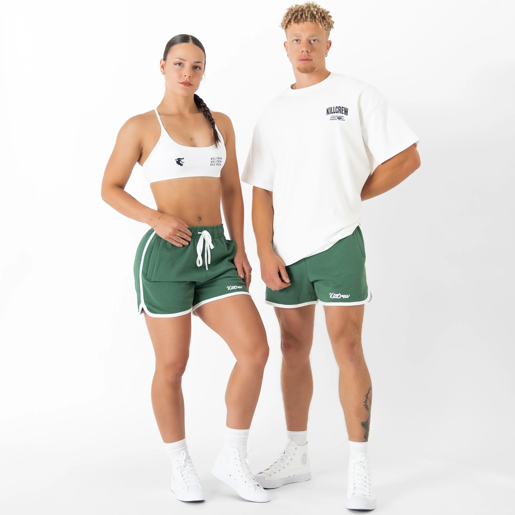 VINTAGE COTTON SHORTS (MID THIGH CUT) - GREEN - Image 2
