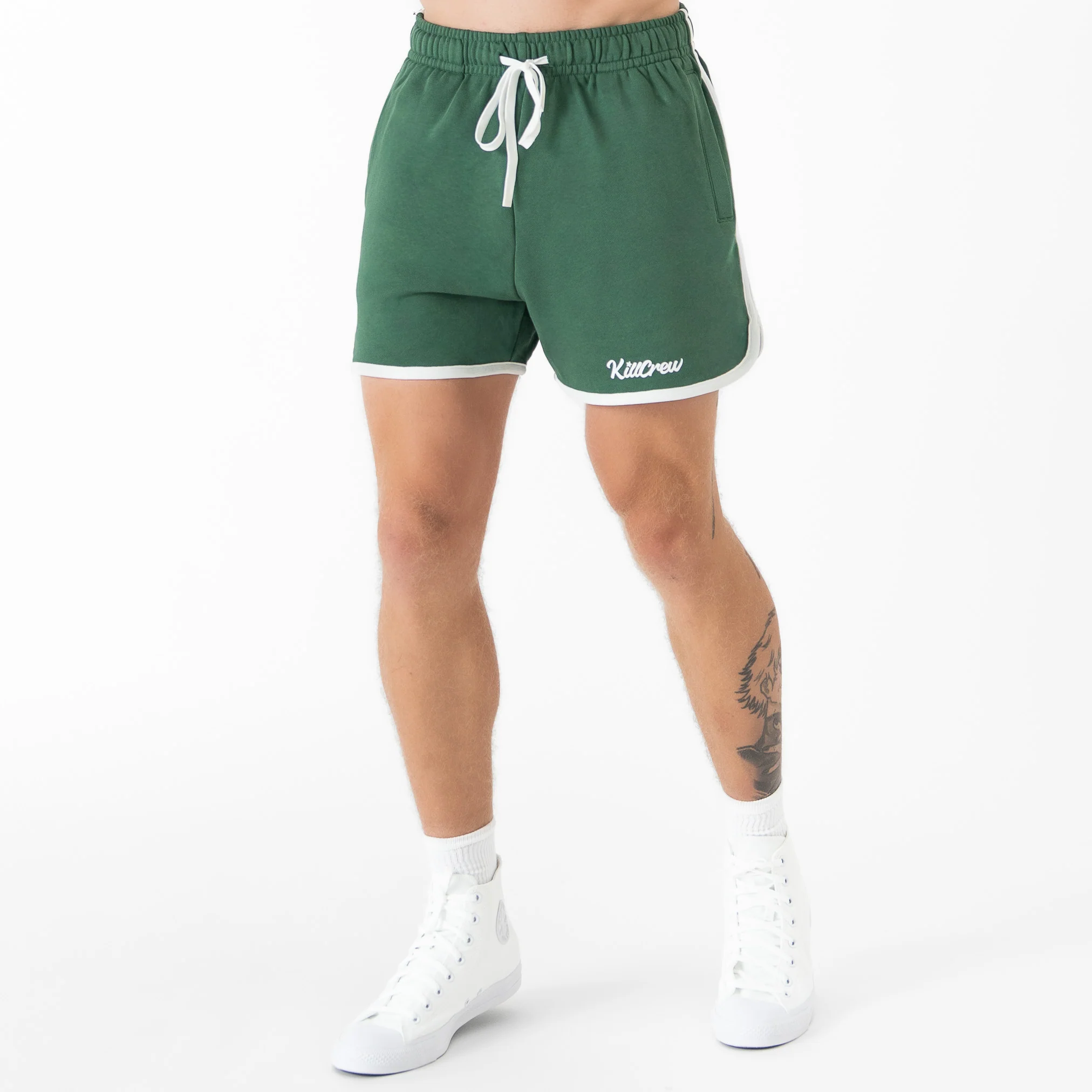 VINTAGE COTTON SHORTS (MID THIGH CUT) - GREEN - Image 3