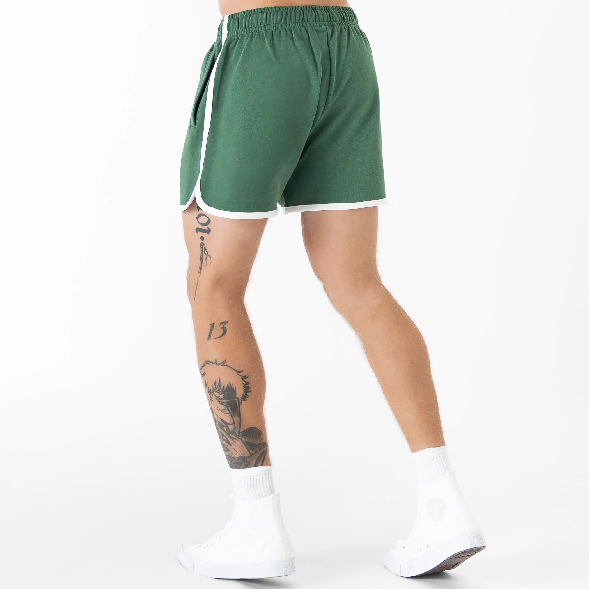 VINTAGE COTTON SHORTS (MID THIGH CUT) - GREEN - Image 4