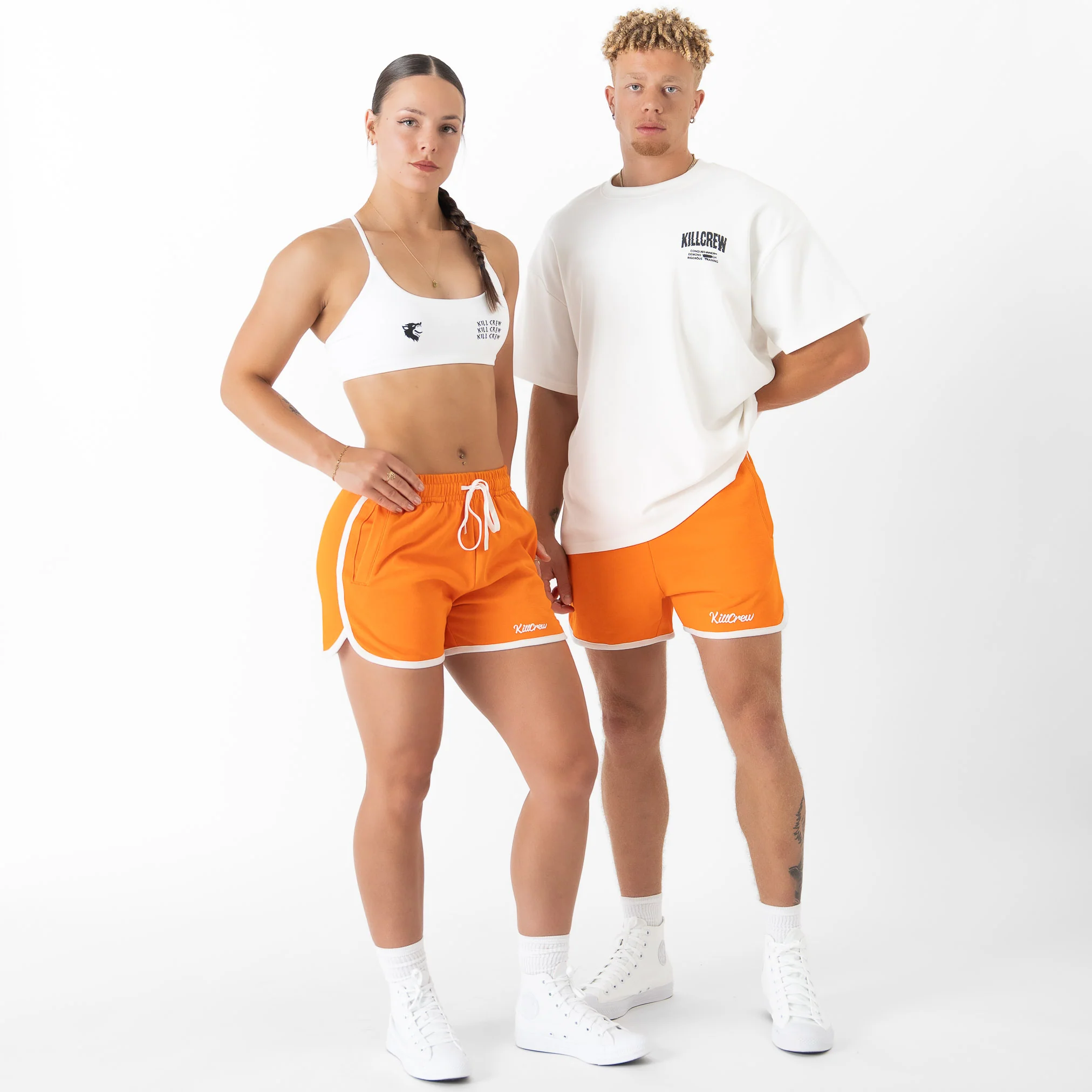 VINTAGE COTTON SHORTS (MID THIGH CUT) - ORANGE - Image 2