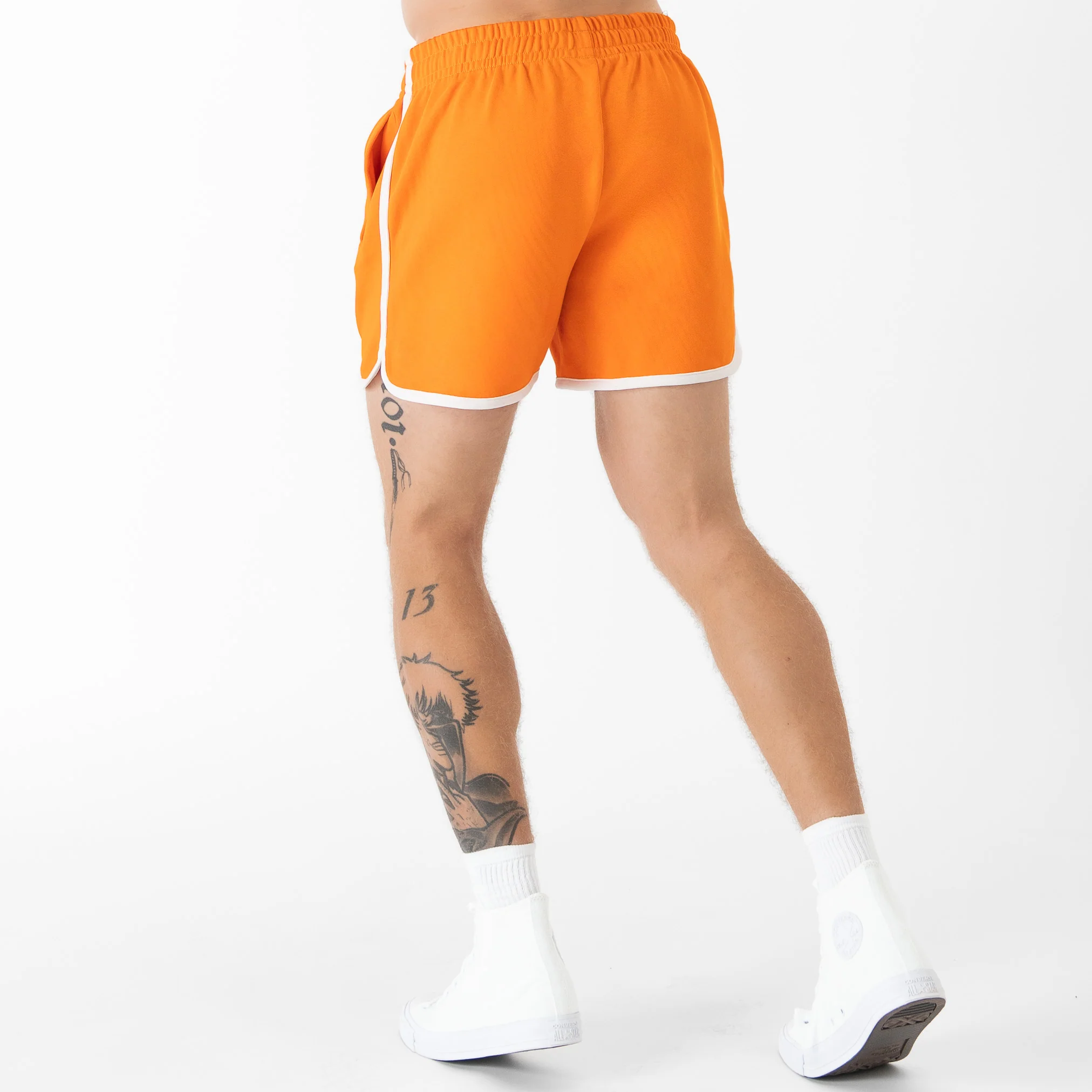 VINTAGE COTTON SHORTS (MID THIGH CUT) - ORANGE - Image 4