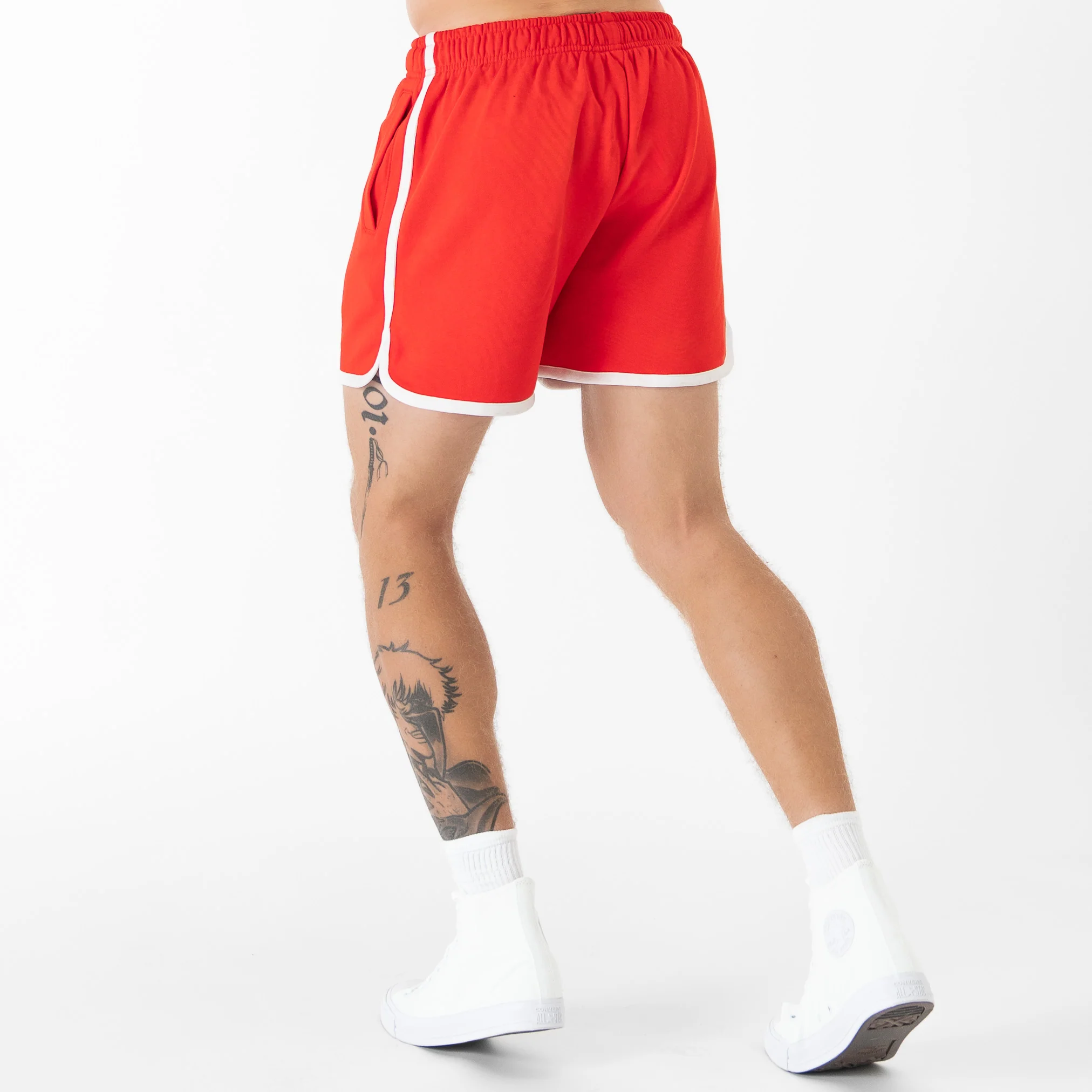 VINTAGE COTTON SHORTS (MID THIGH CUT) - RED - Image 4