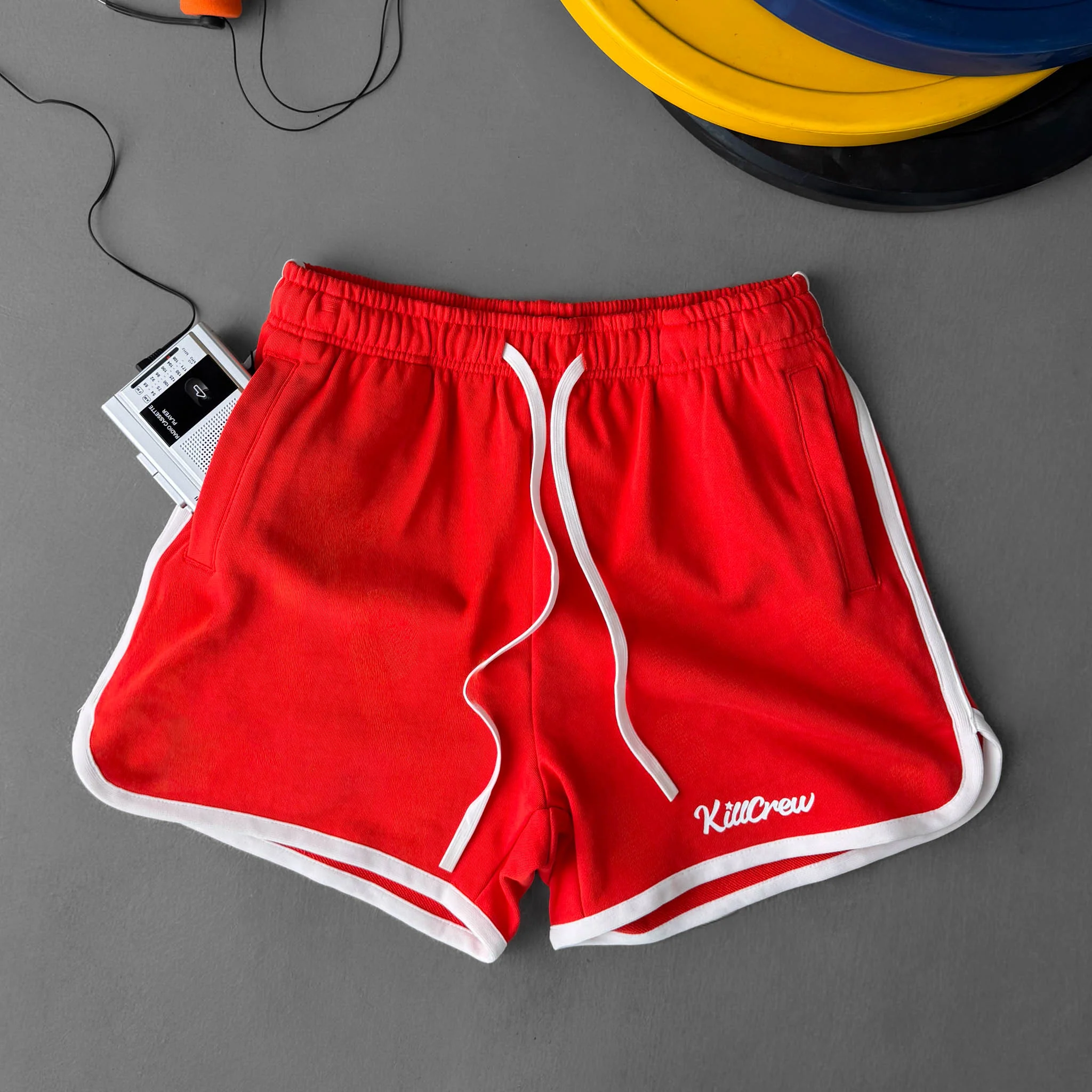 VINTAGE COTTON SHORTS (MID THIGH CUT) - RED - Image 7