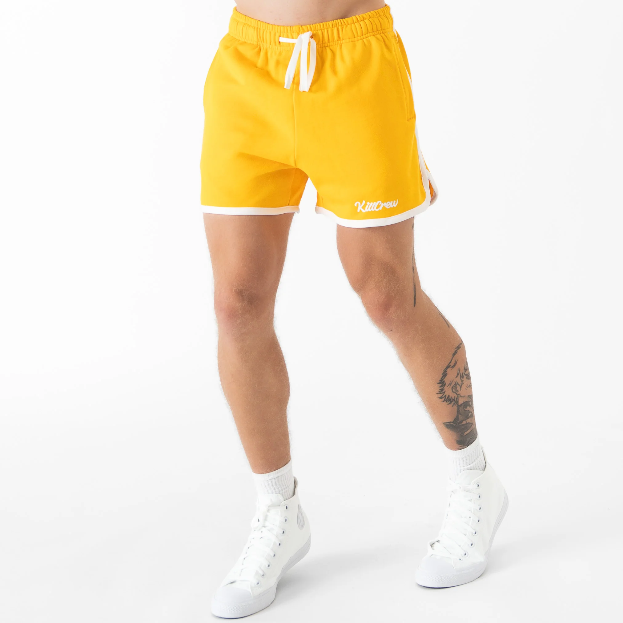 VINTAGE COTTON SHORTS (MID THIGH CUT) - YELLOW - Image 3